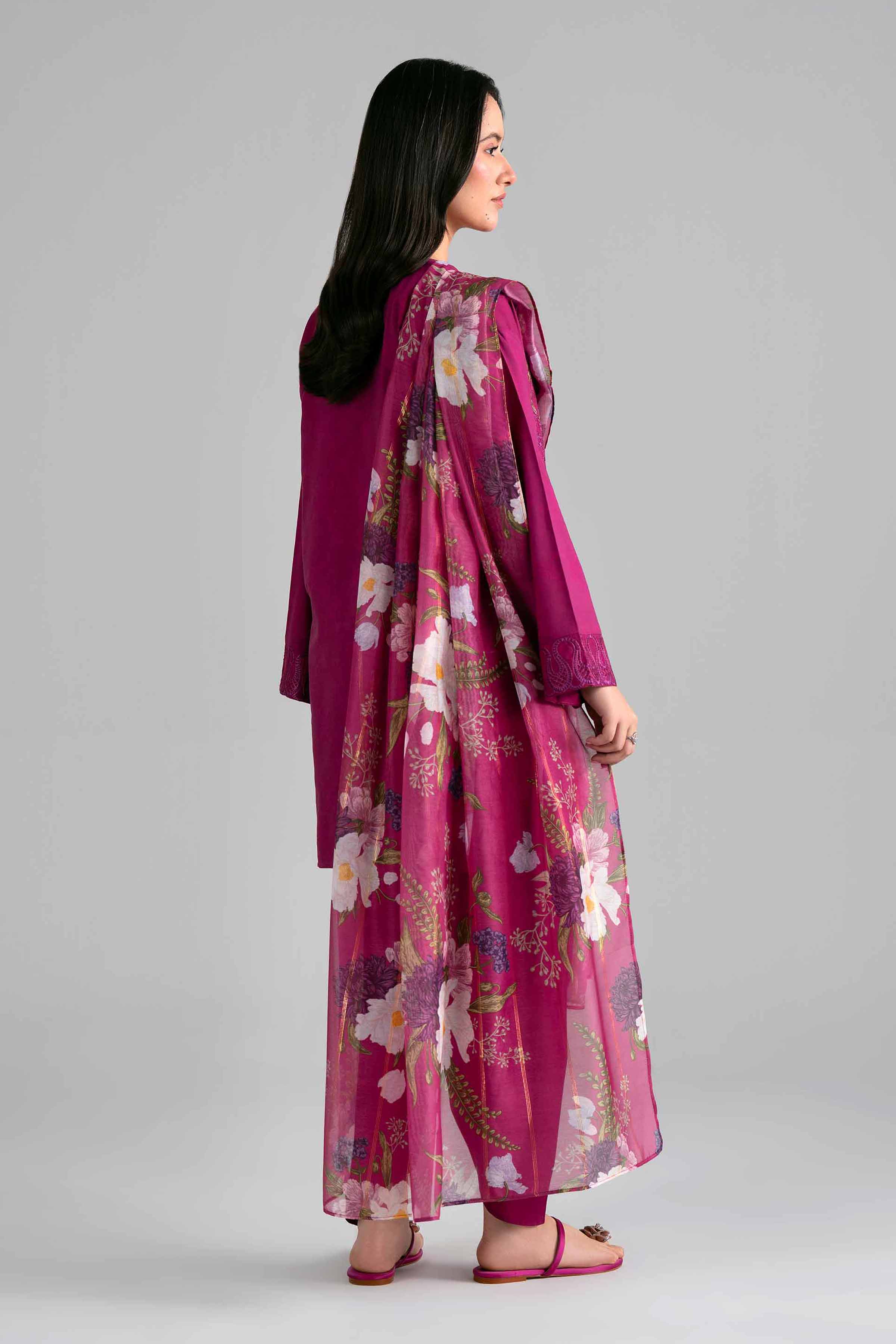 3 Piece - Printed Embroidered Suit - PE26-526