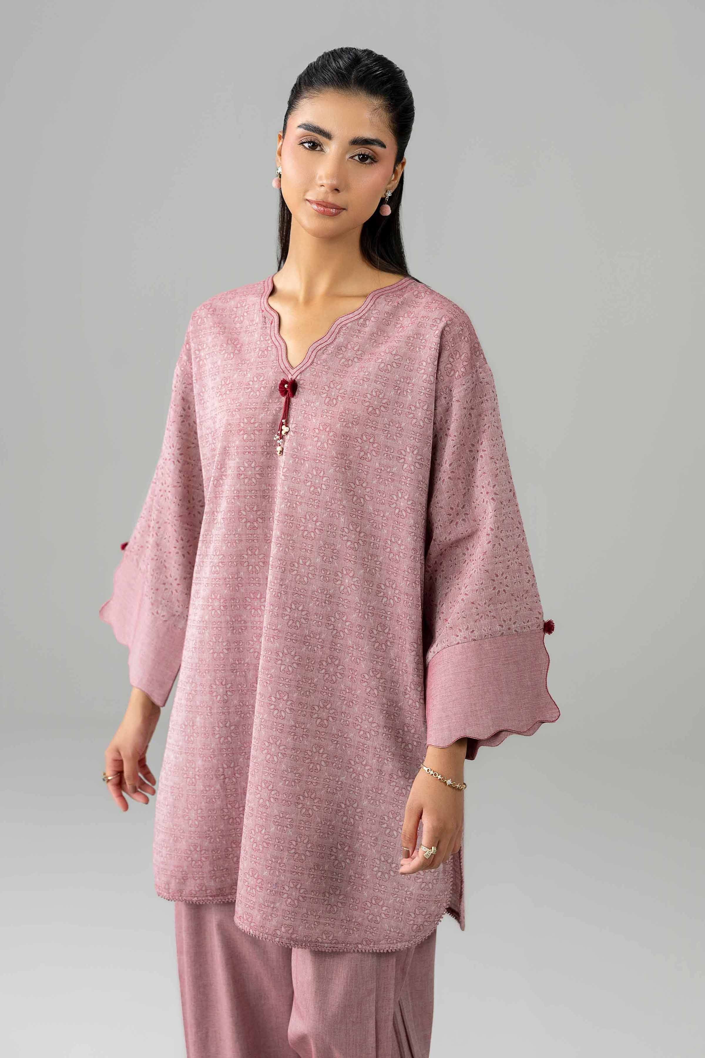 2 Piece - Printed Suit - PE26-527 Pink Jacquard 2PC Printed READY TO WEAR