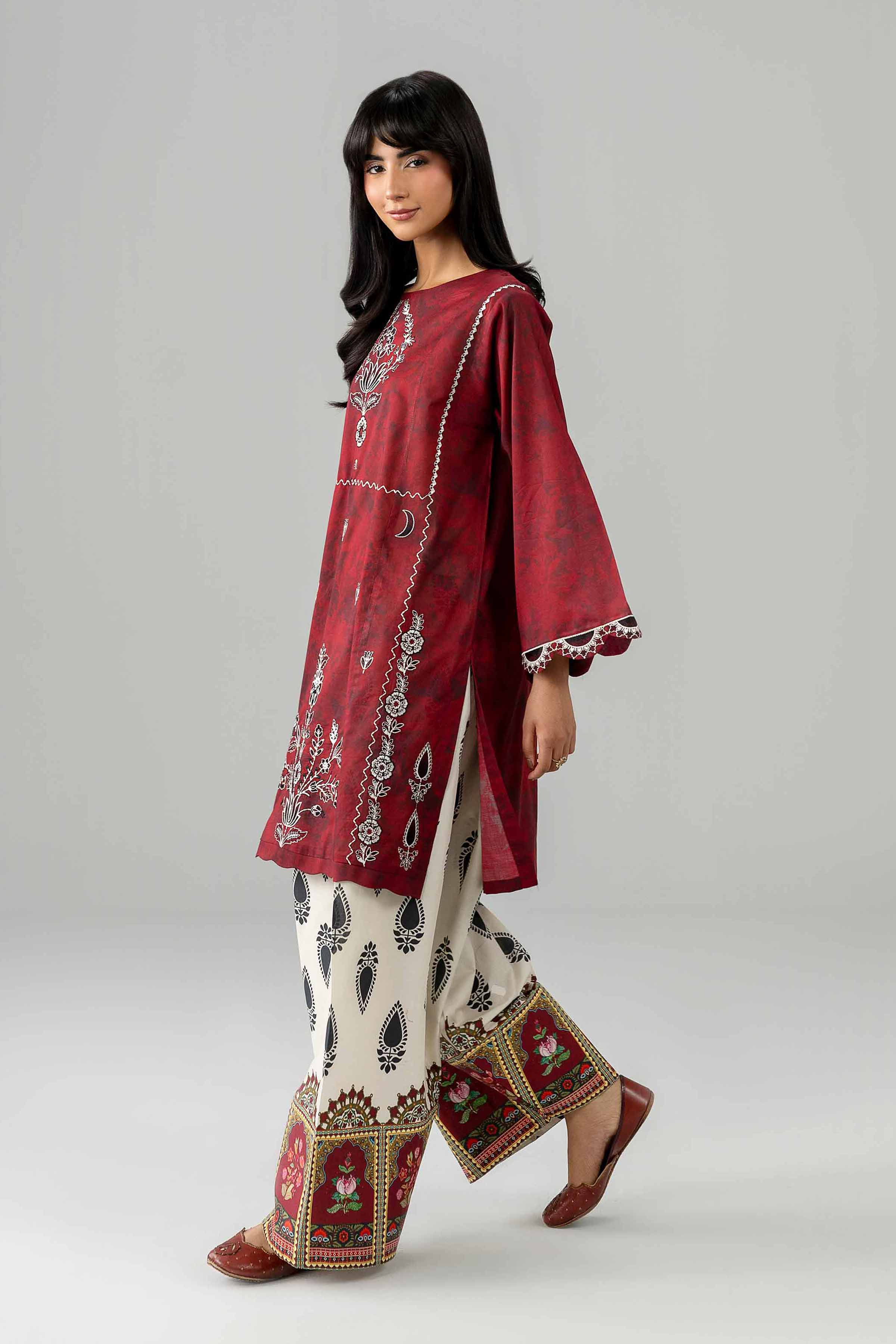 2 Piece - Printed Embroidered Suit - PE26-585 Red Lawn 2PC Embroidered READY TO WEAR