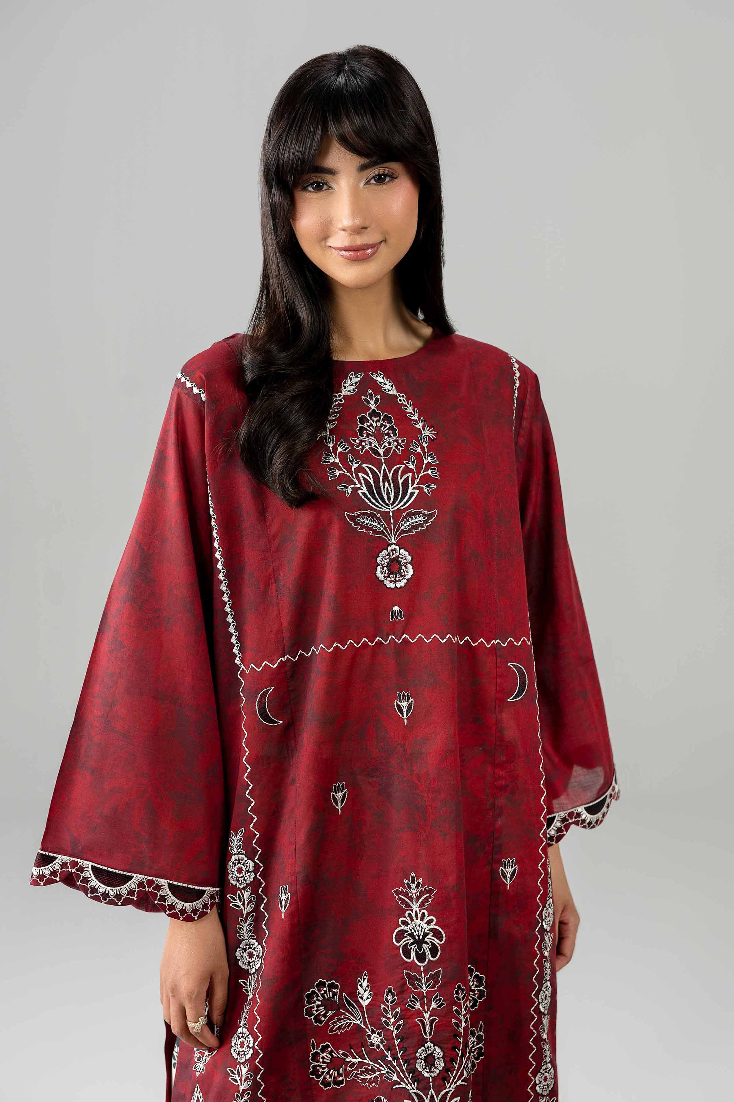 2 Piece - Printed Embroidered Suit - PE26-585 Red Lawn 2PC Embroidered READY TO WEAR