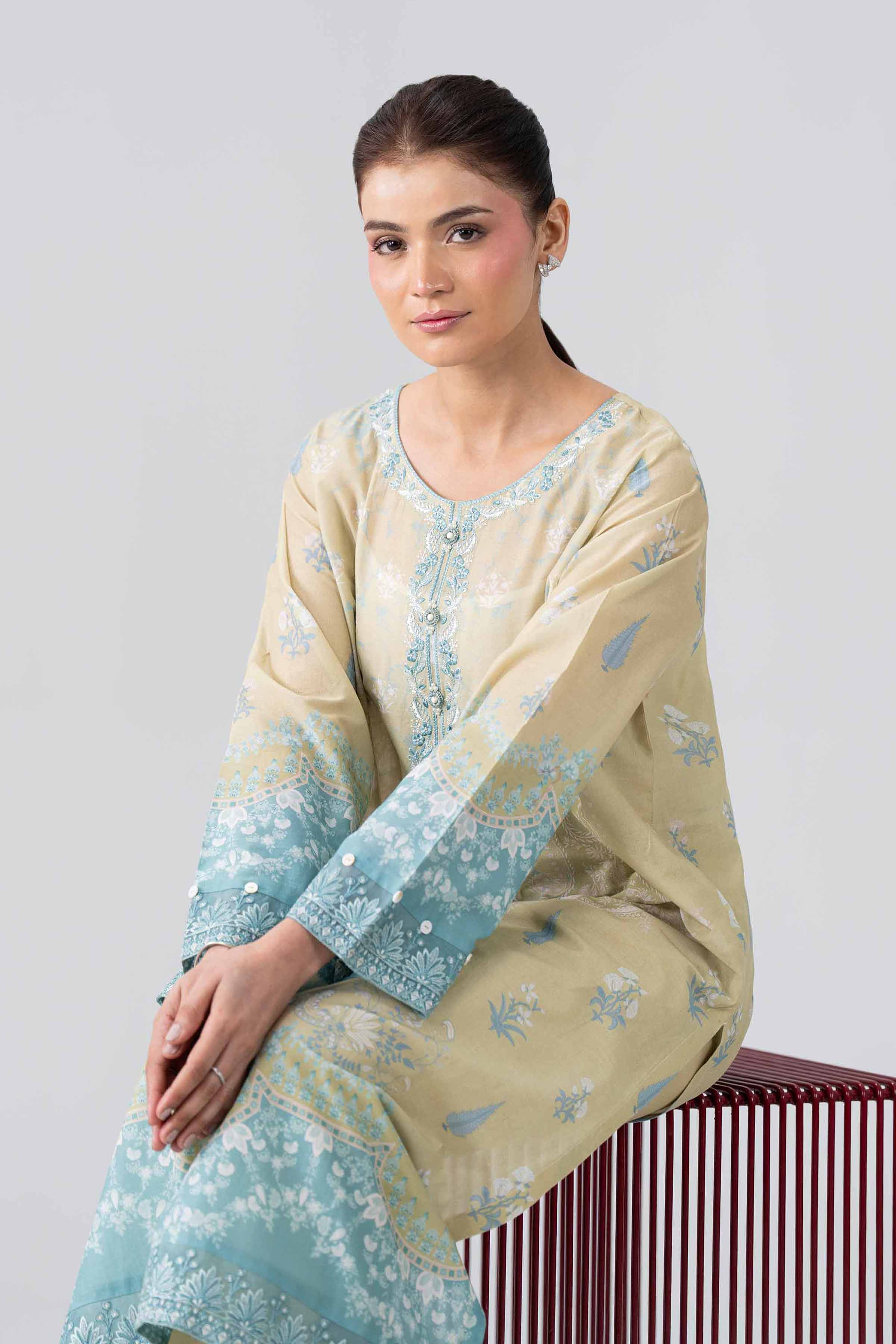 2 Piece - Printed Embroidered Suit - PE26-591
