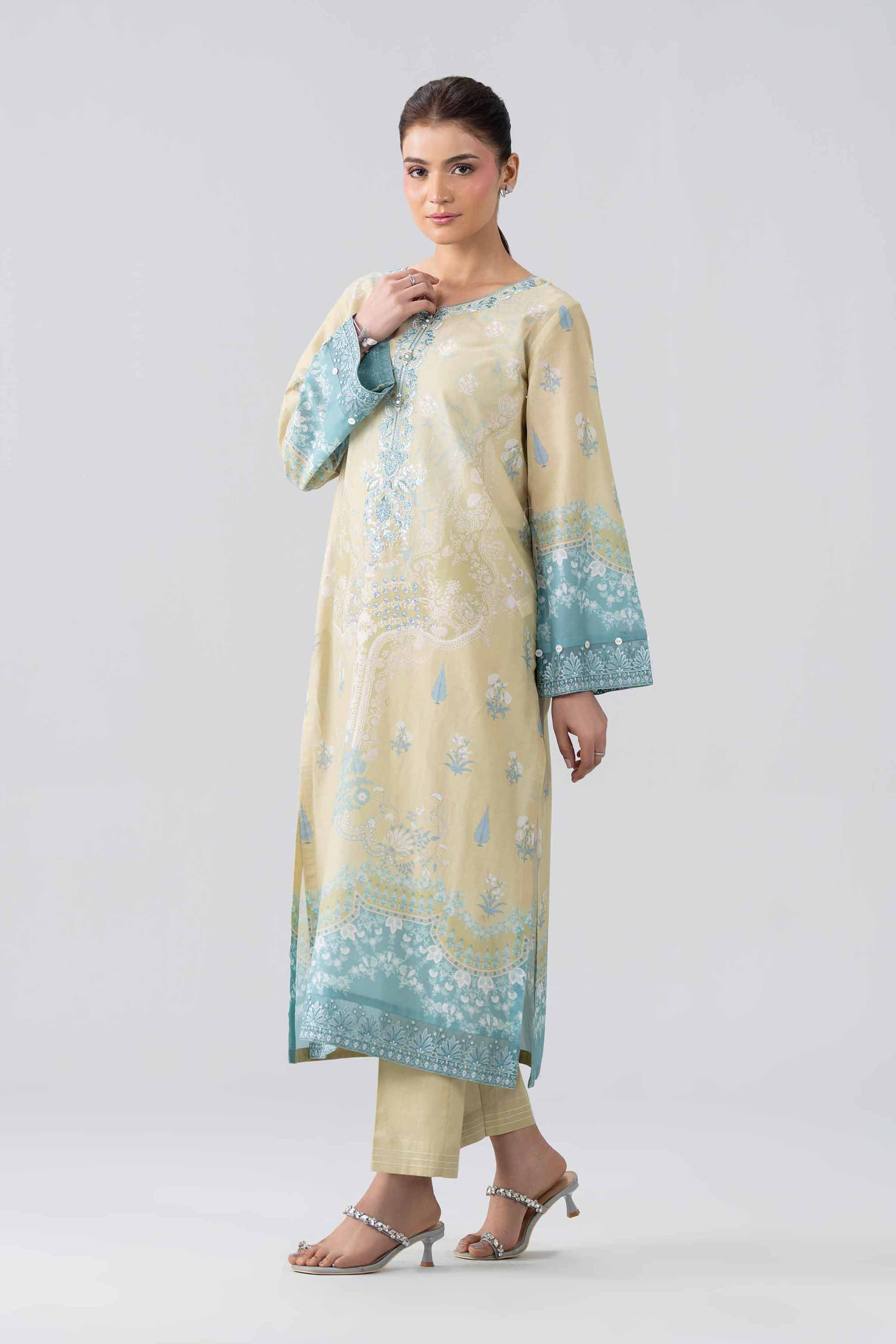 2 Piece - Printed Embroidered Suit - PE26-591