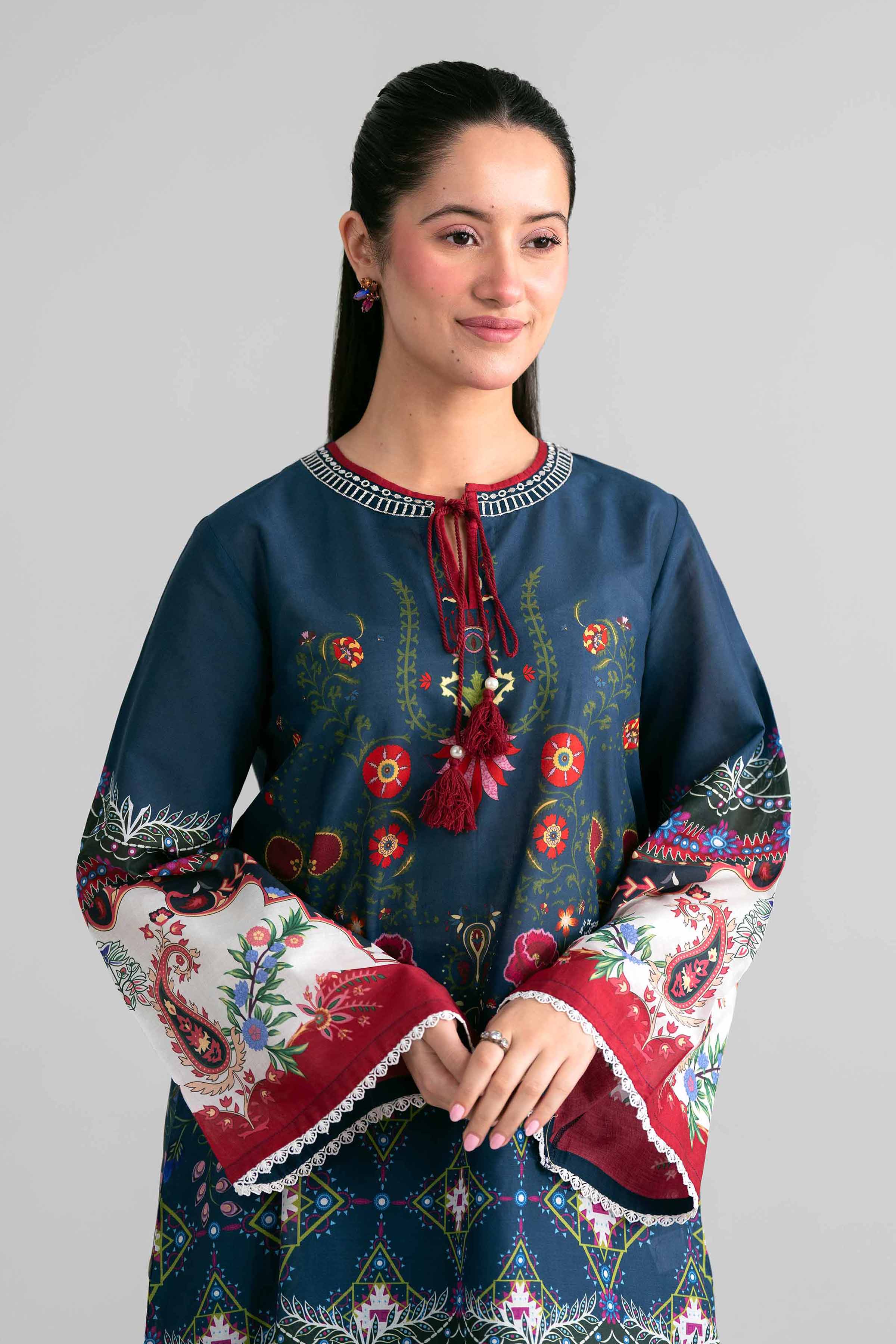 2 Piece - Printed Embroidered Suit - PE26-592