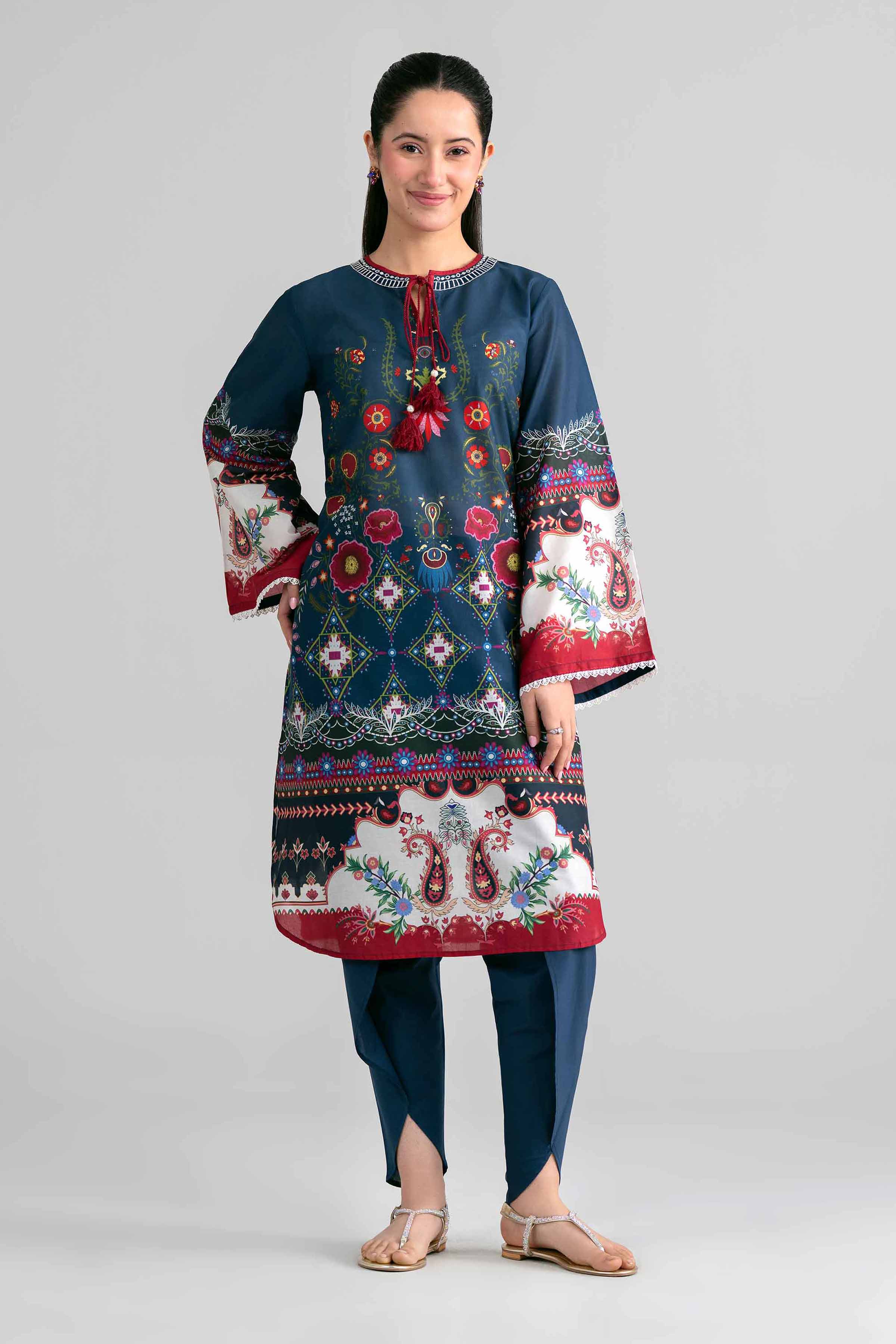 2 Piece - Printed Embroidered Suit - PE26-592