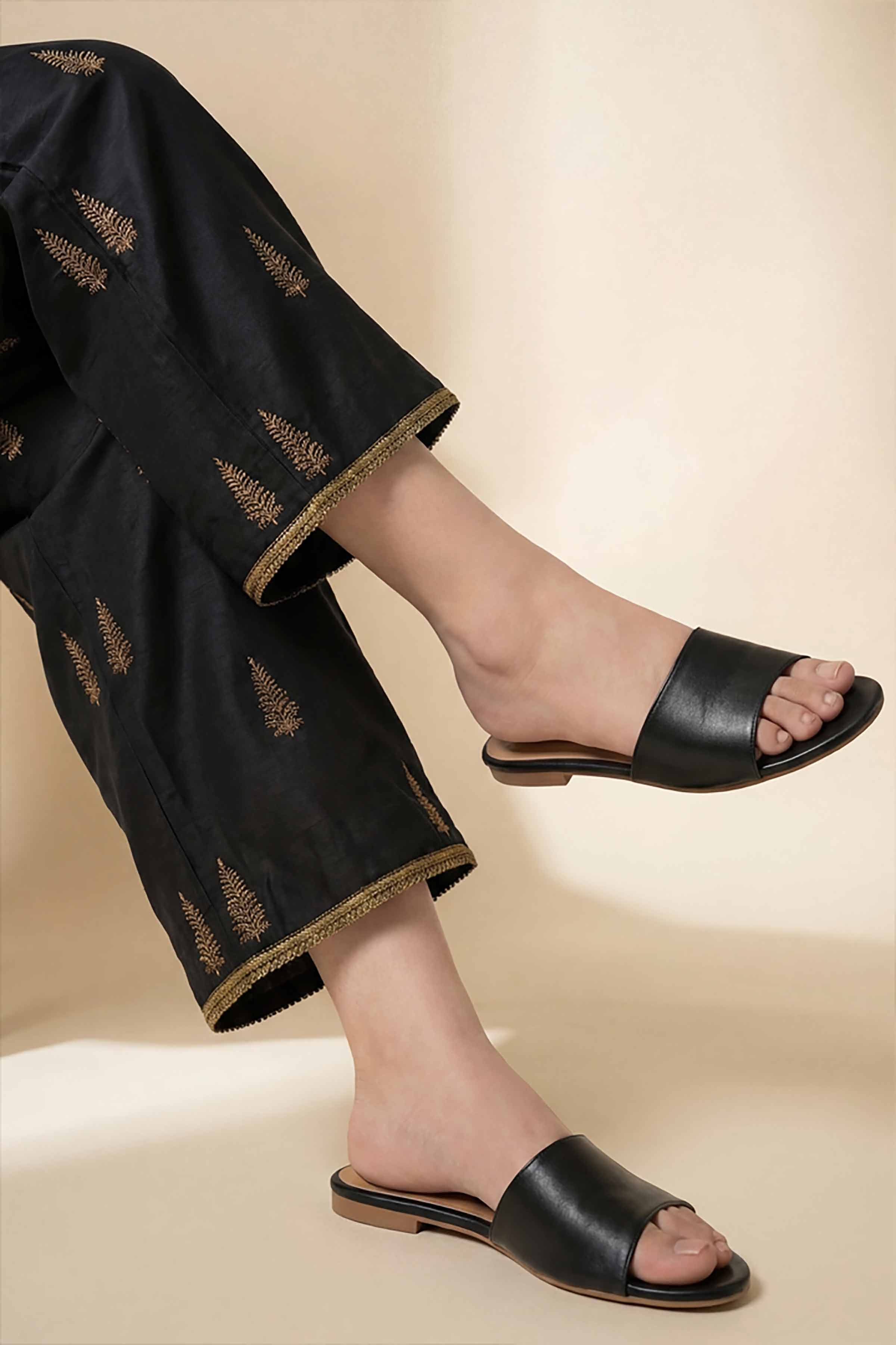 Embroidered Trousers - PE26-647 Black Cambric 1PC Embroidered READY TO WEAR