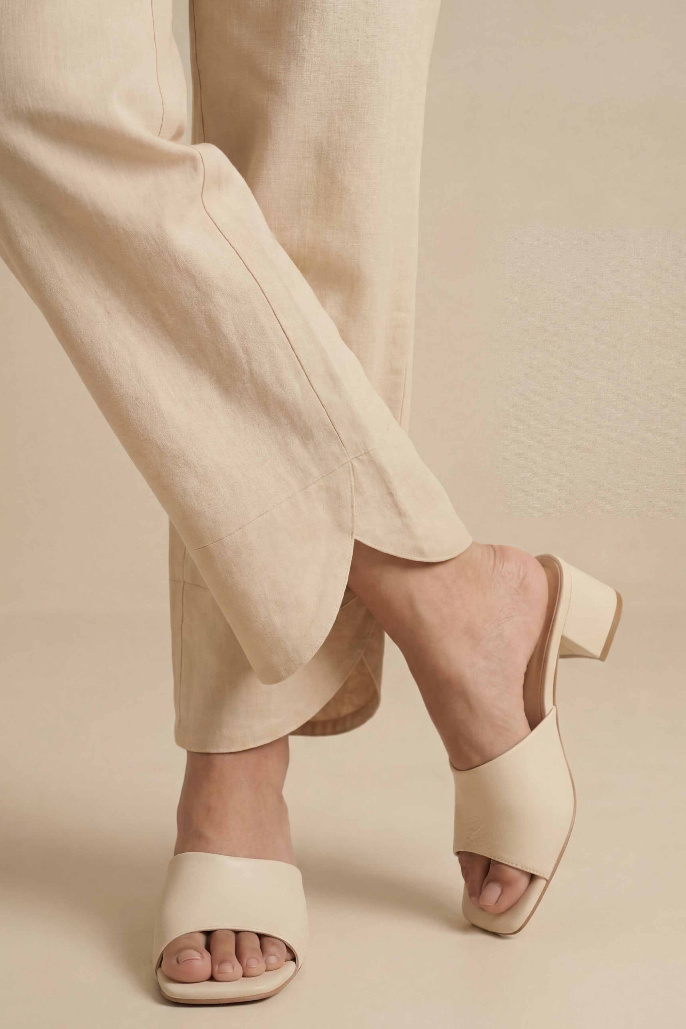 Embroidered Trousers - PE26-652 Beige Cambric 1PC Embroidered READY TO WEAR