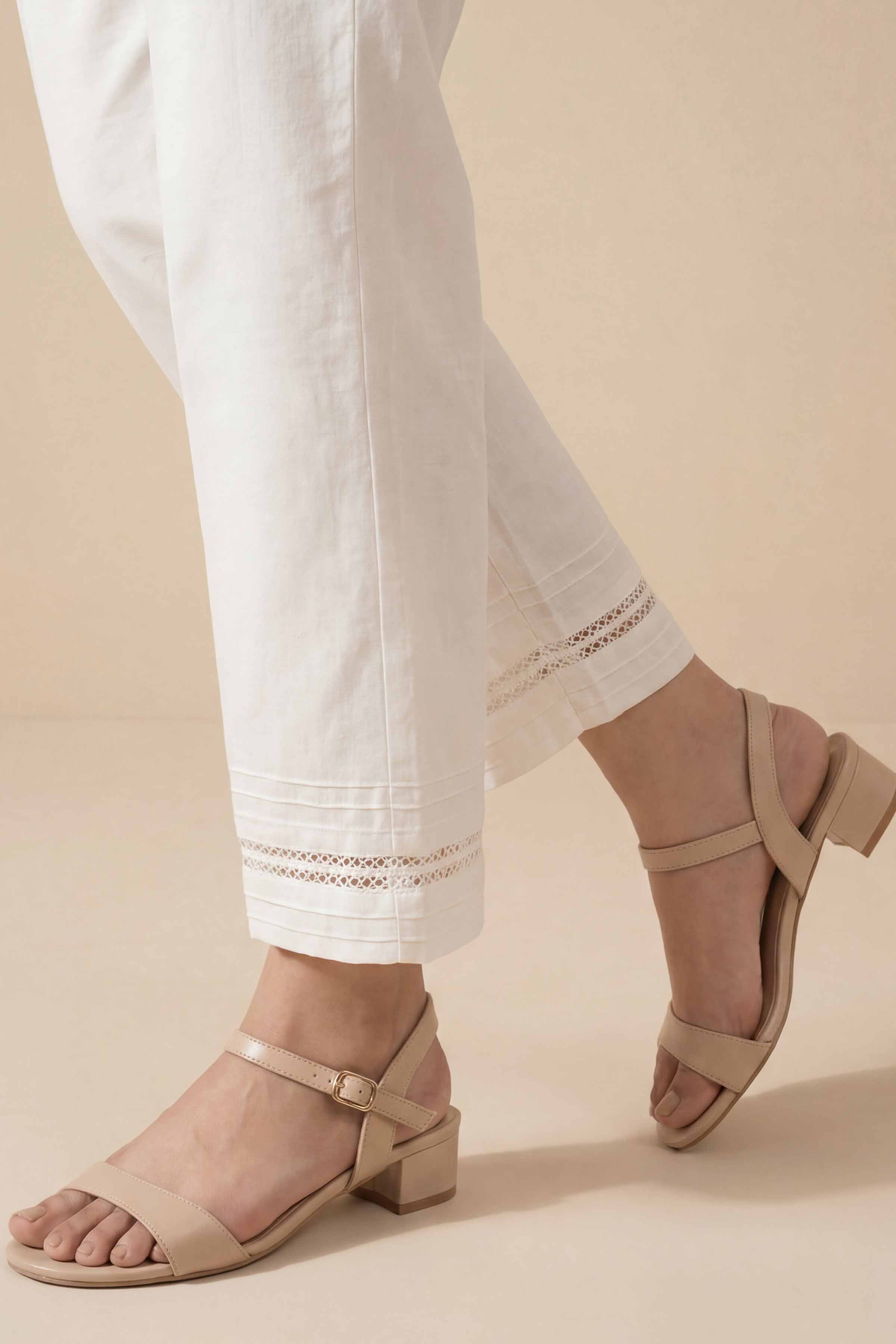 Basic Trousers - PE26-654 White Cambric 1PC Solids READY TO WEAR