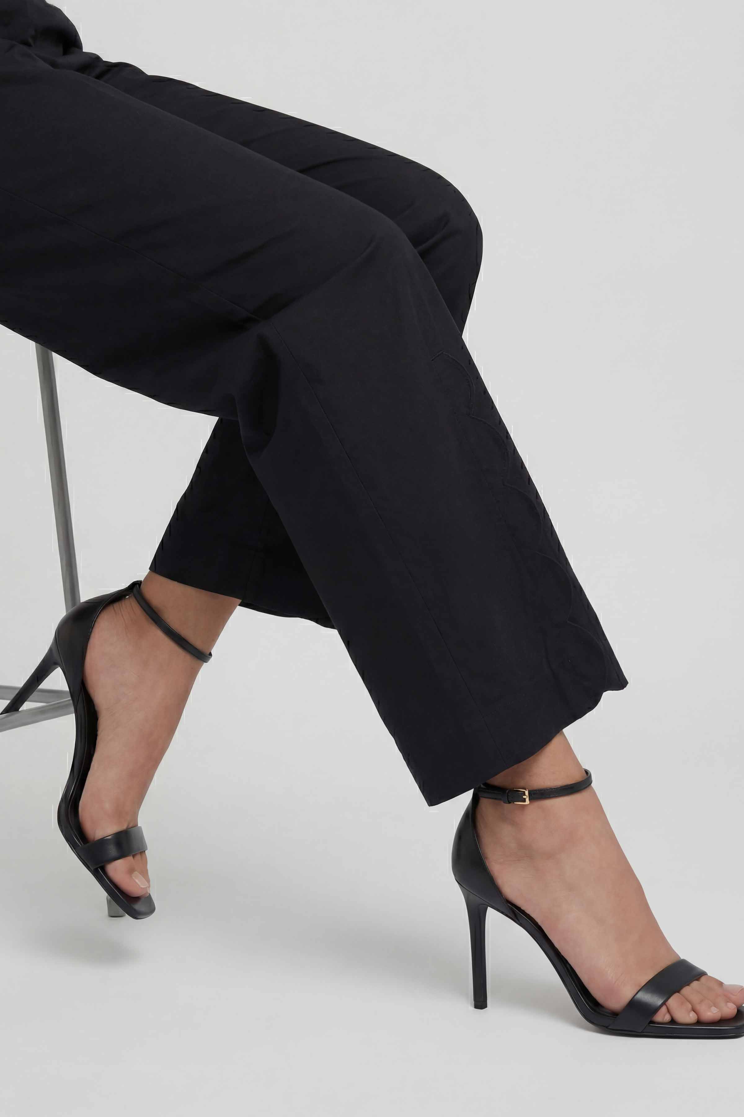 Solid Trousers - PE26-668 Black Cambric 1PC Solids READY TO WEAR