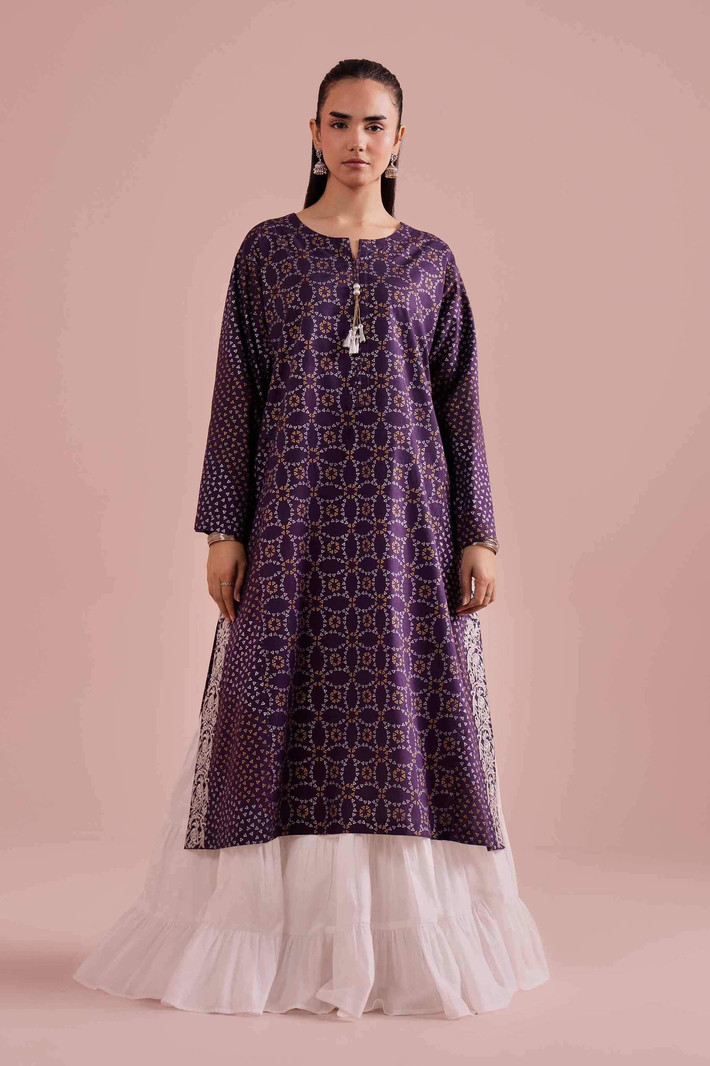 Printed Embroidered Shirt - PE26-88 Purple Lawn 1PC Embroidered READY TO WEAR