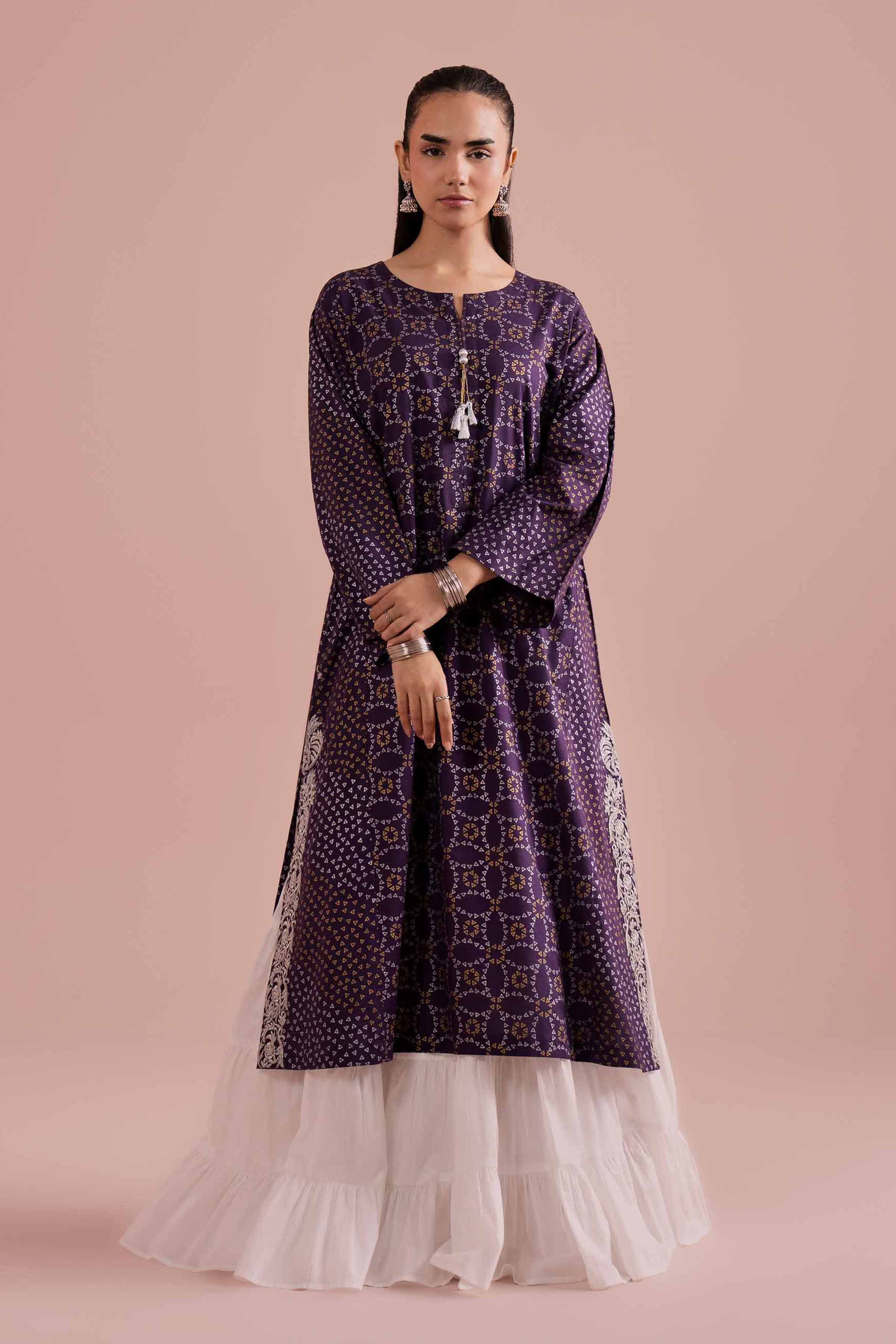 Printed Embroidered Shirt - PE26-88 Purple Lawn 1PC Embroidered READY TO WEAR