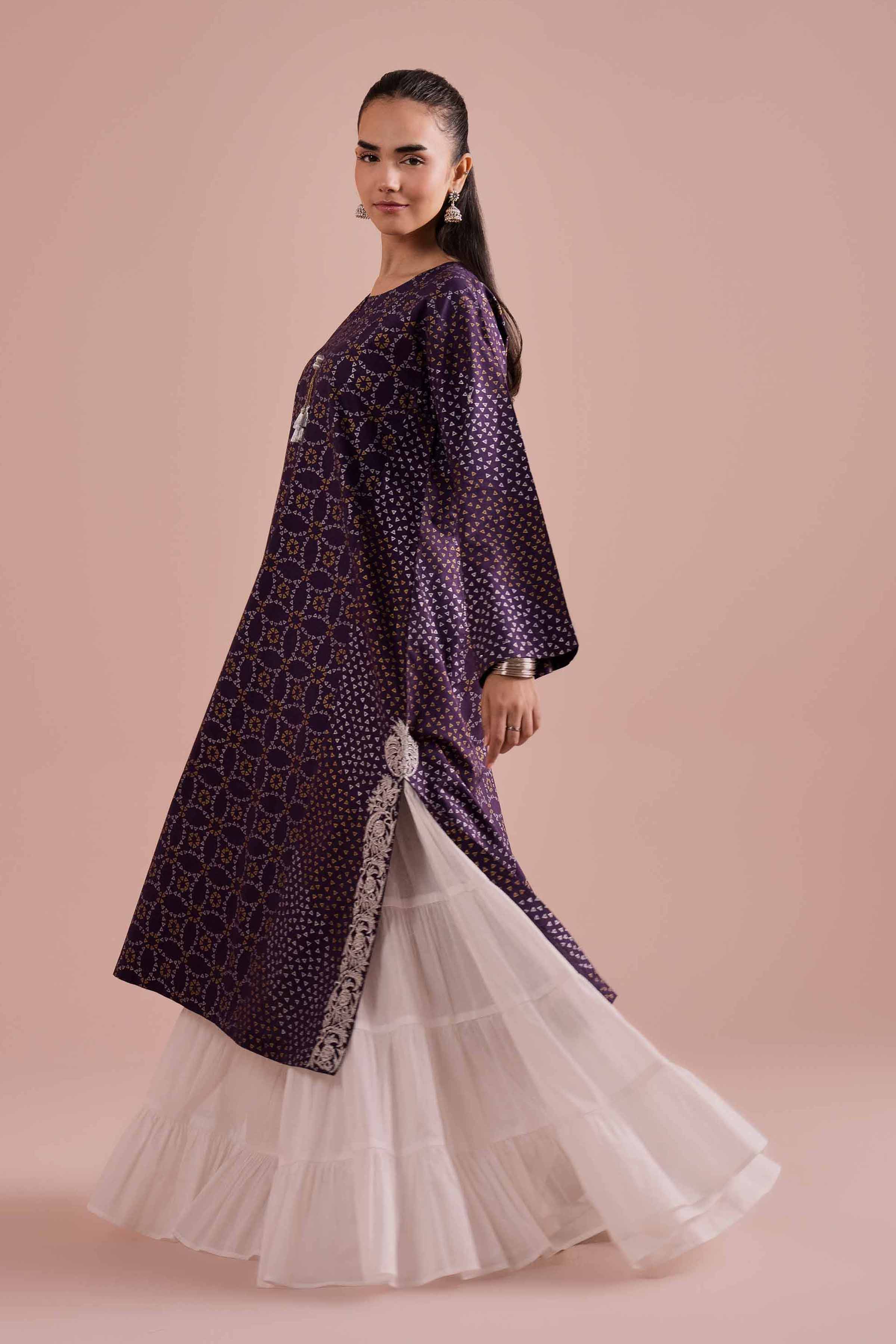 Printed Embroidered Shirt - PE26-88 Purple Lawn 1PC Embroidered READY TO WEAR