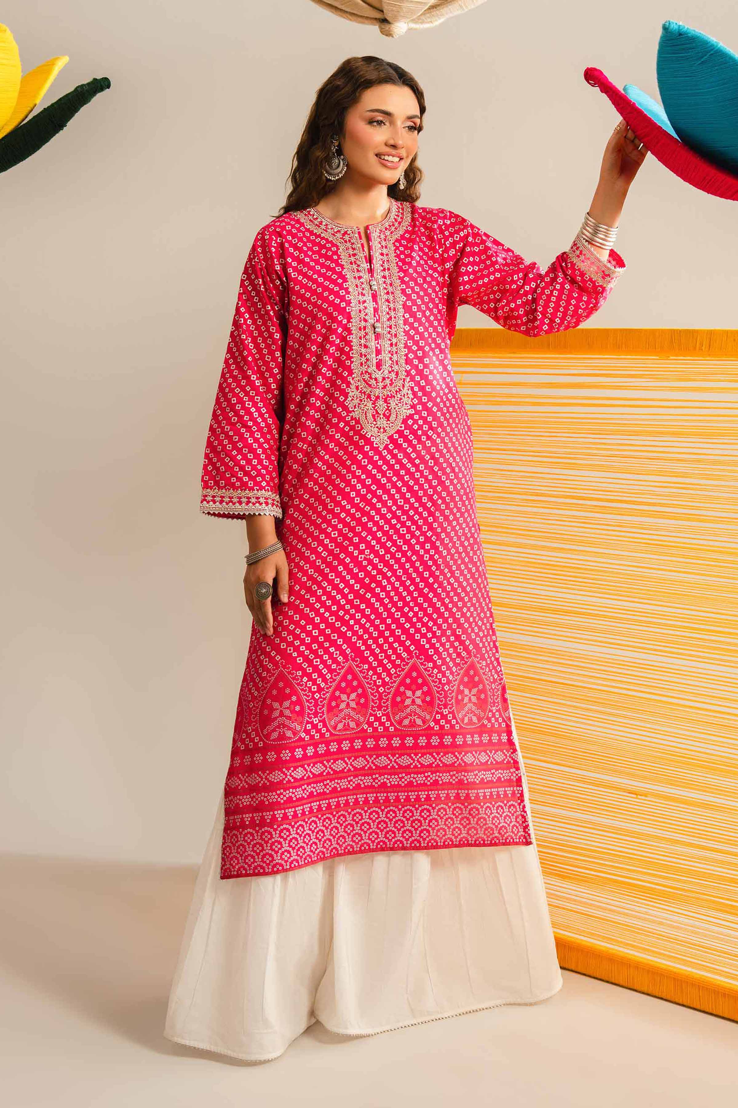 Printed Embroidered Shirt - PE26-89 Pink Lawn 1PC Embroidered