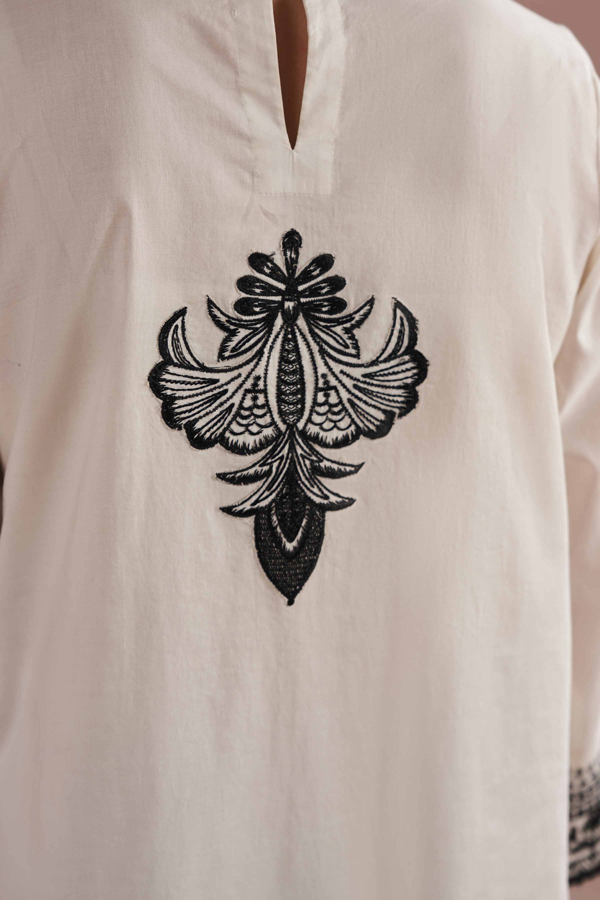 Embroidered Shirt - PE26-94 White Cambric 1PC Embroidered READY TO WEAR