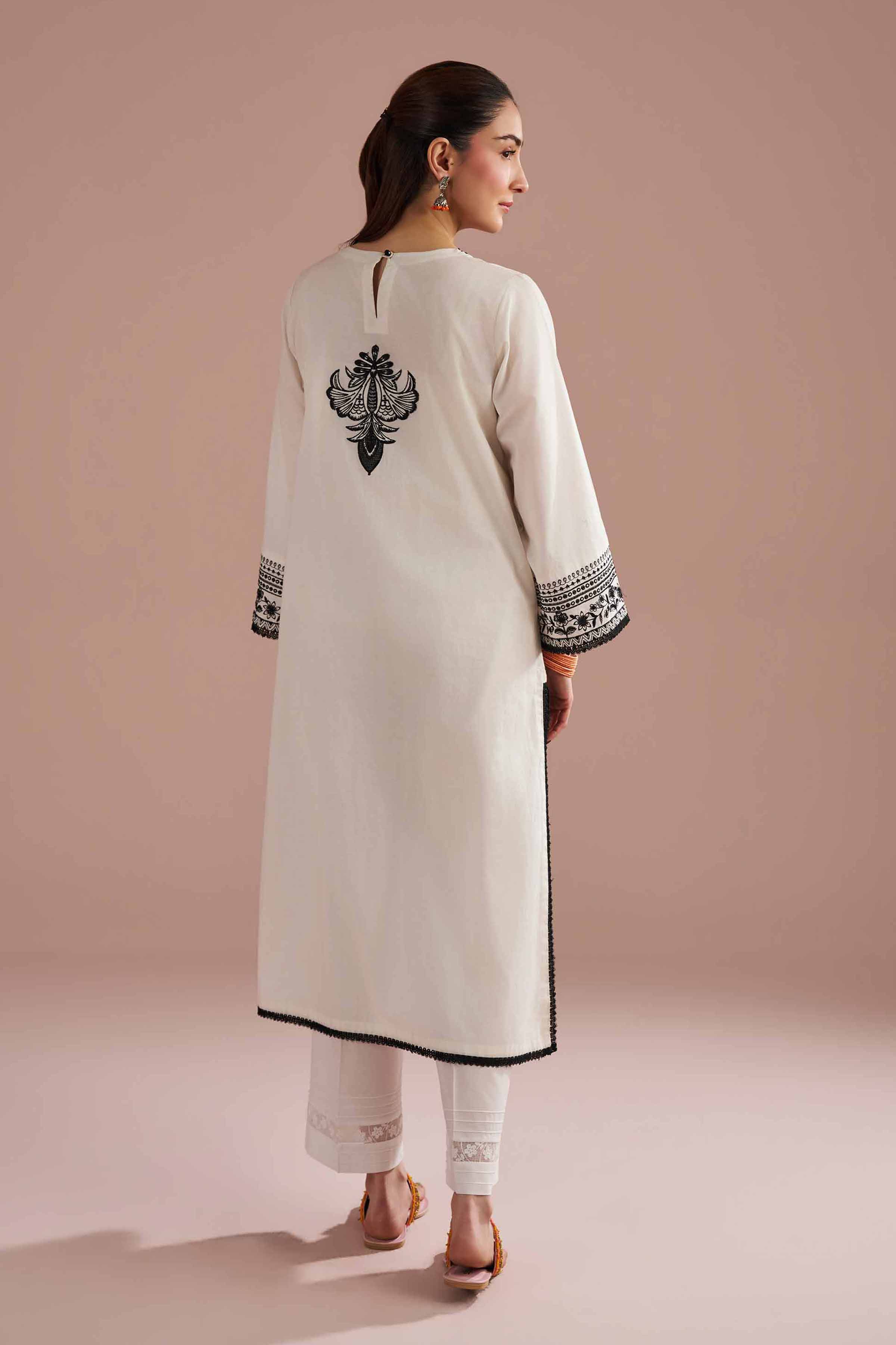 Embroidered Shirt - PE26-94 White Cambric 1PC Embroidered READY TO WEAR