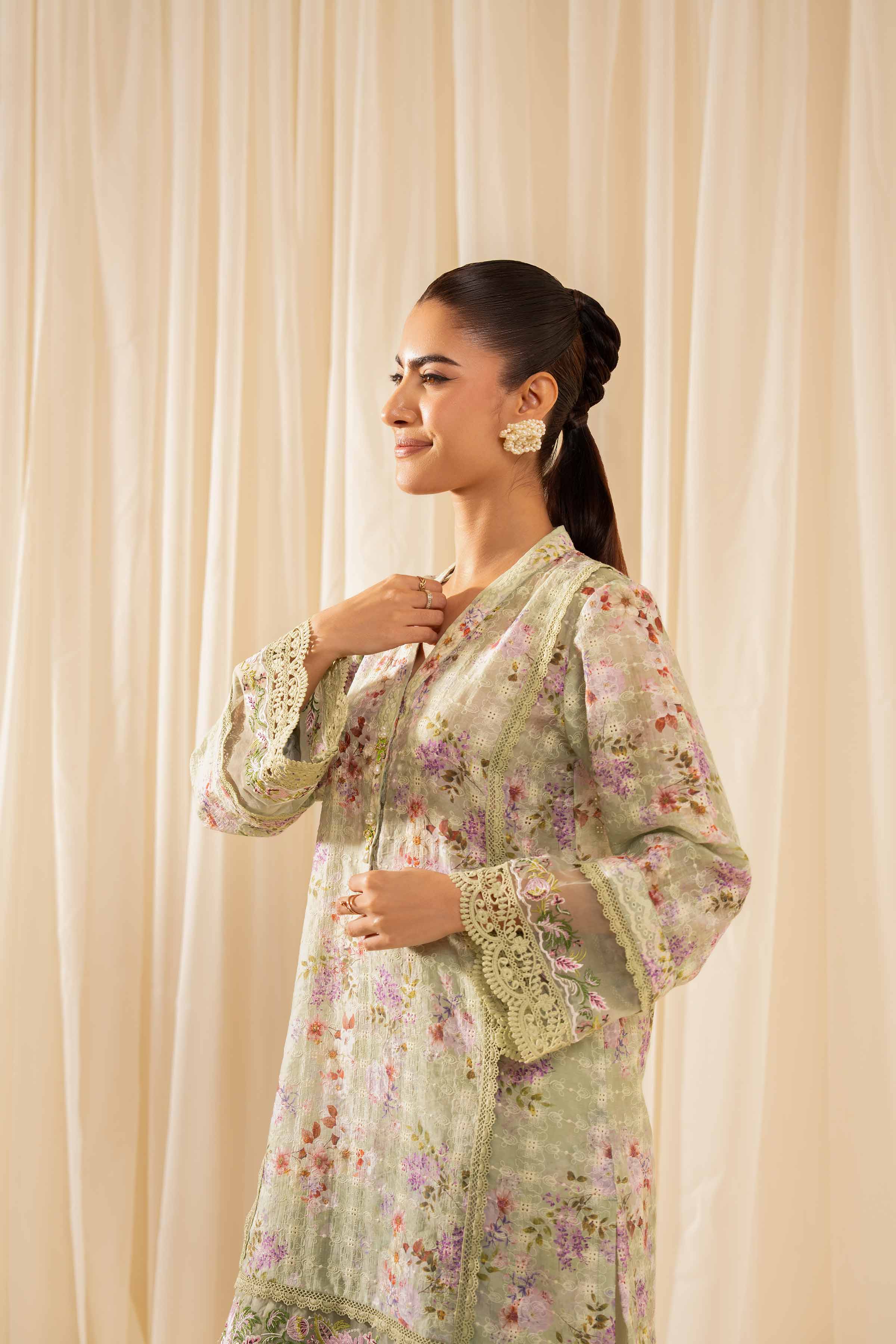 NISHATUAE - Green Embroidered Silk 2-piece Ready to wear Dress