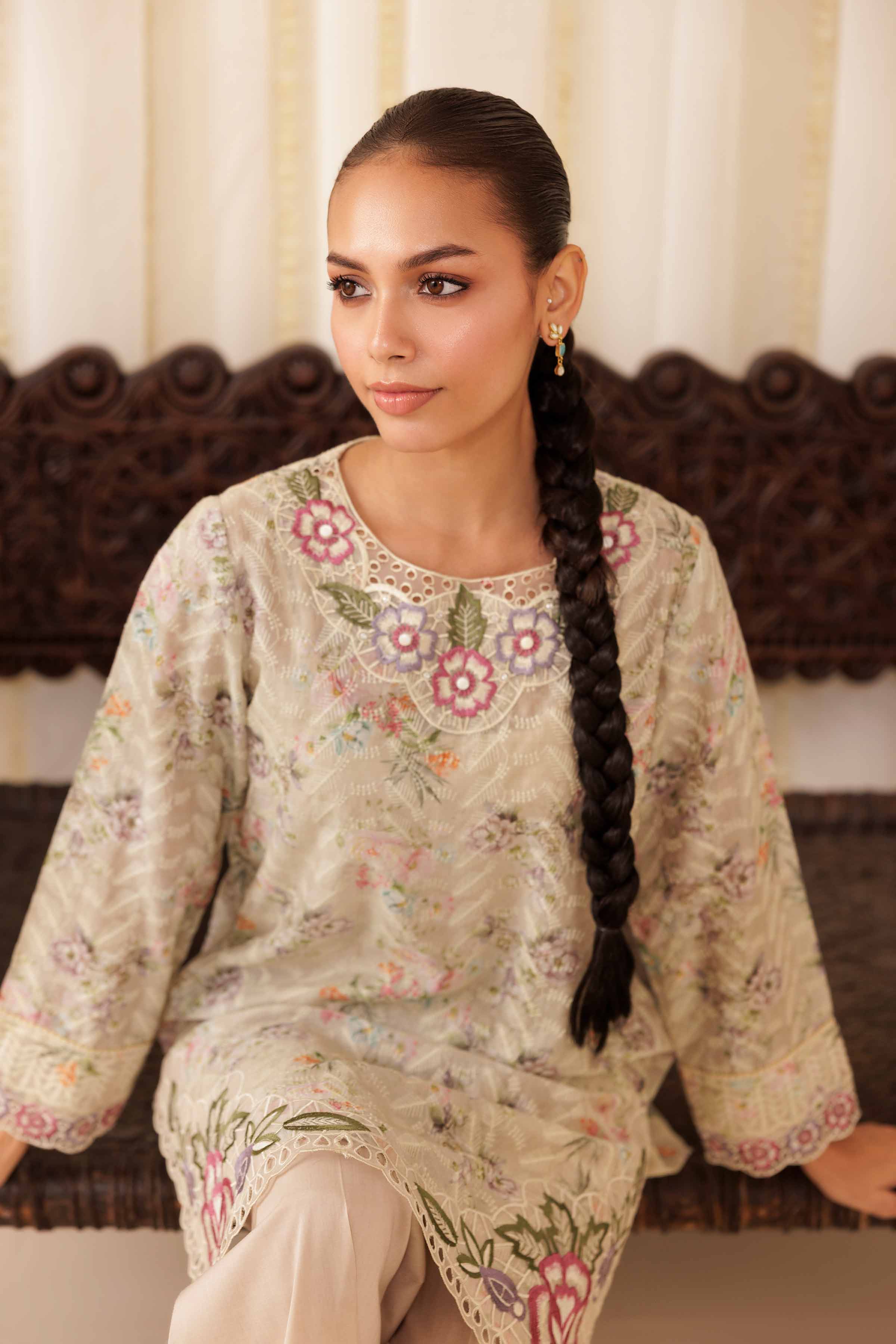 NISHATUAE - Yellow Embroidered Silk 2-piece Ready to wear Dress