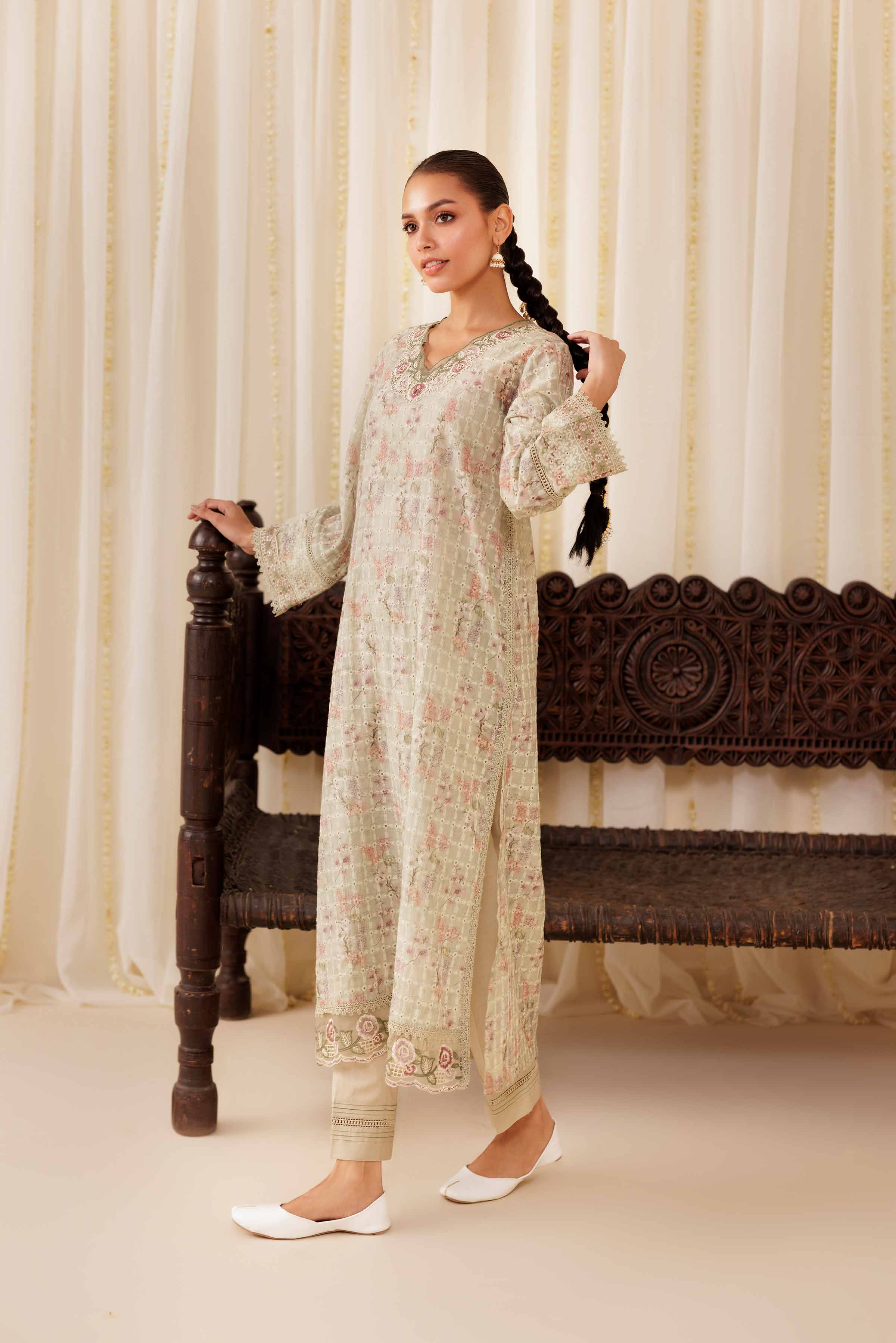NISHATUAE - Green Embroidered Silk 2-piece Ready to wear Dress