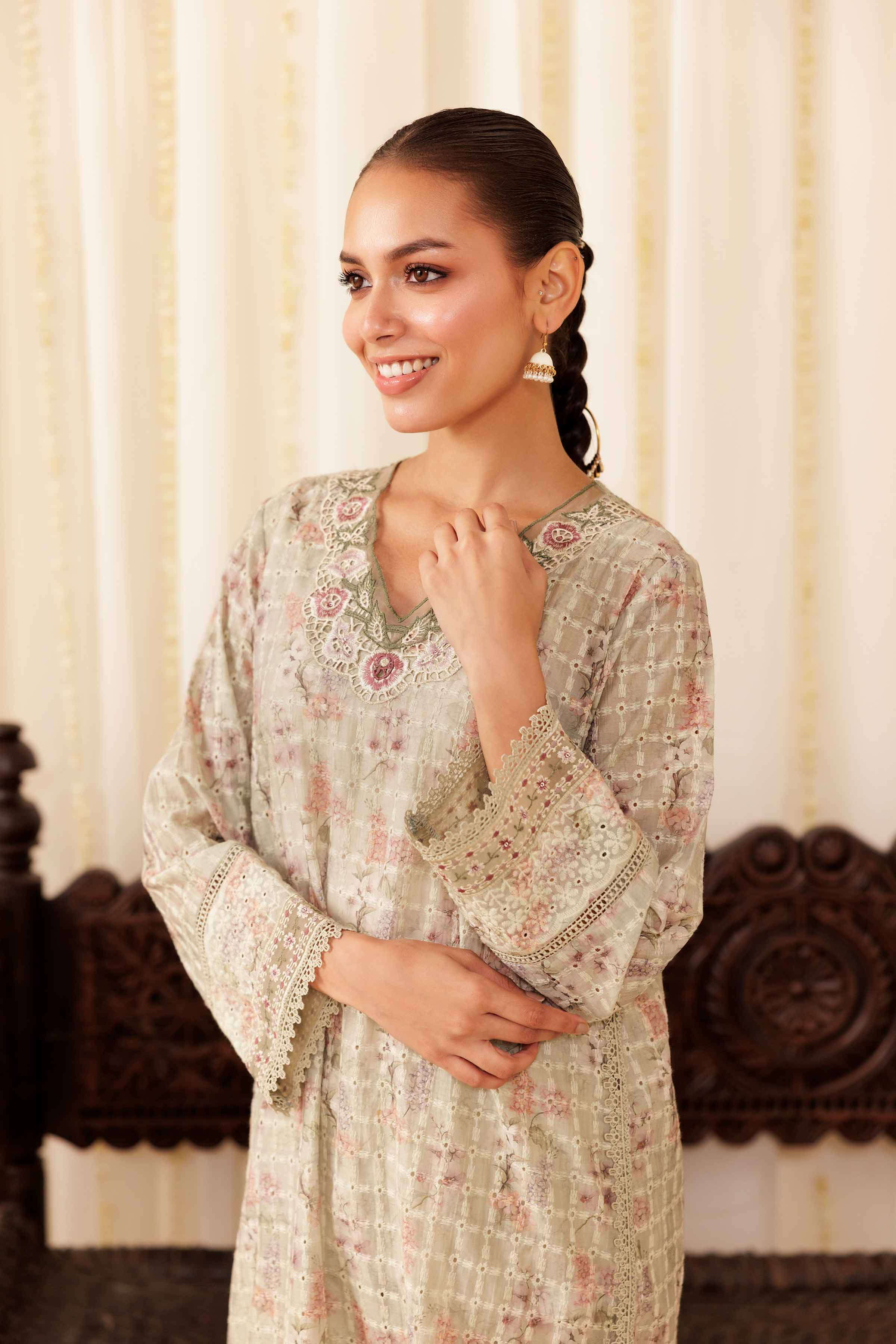 NISHATUAE - Green Embroidered Silk 2-piece Ready to wear Dress