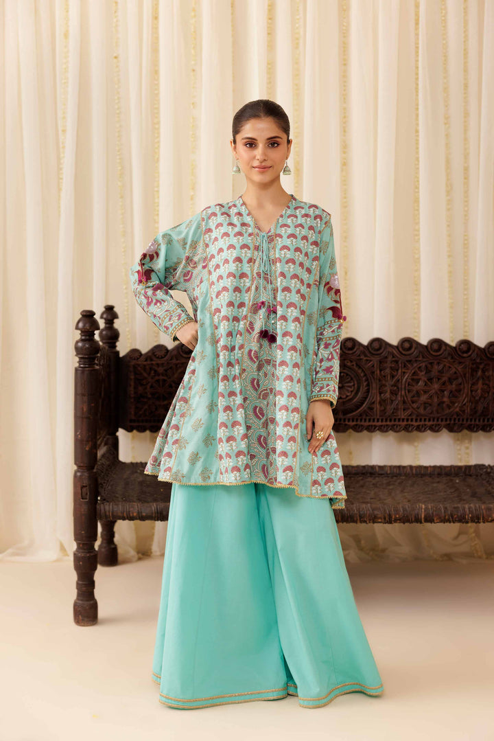 NISHATUAE - Blue Embroidered Viscose 2-piece Ready to wear Dress