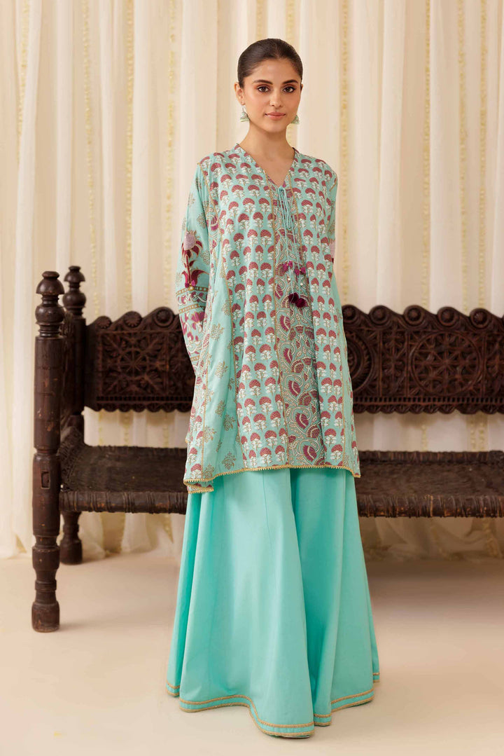 NISHATUAE - Blue Embroidered Viscose 2-piece Ready to wear Dress