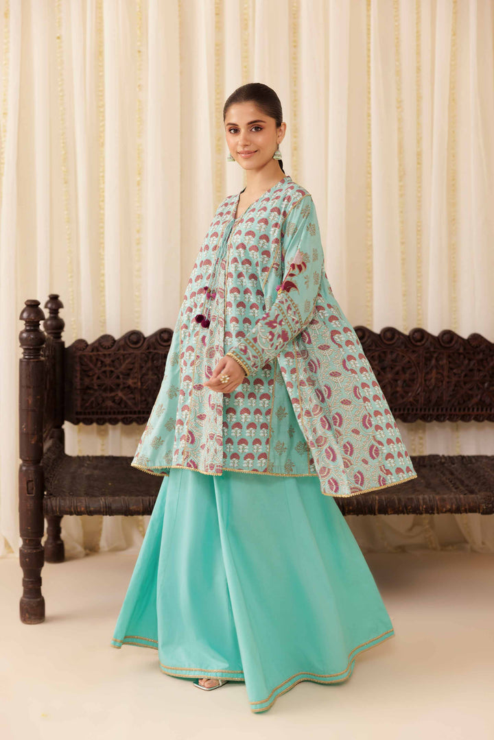NISHATUAE - Blue Embroidered Viscose 2-piece Ready to wear Dress