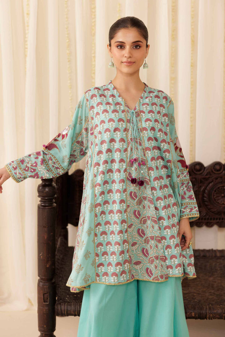 NISHATUAE - Blue Embroidered Viscose 2-piece Ready to wear Dress