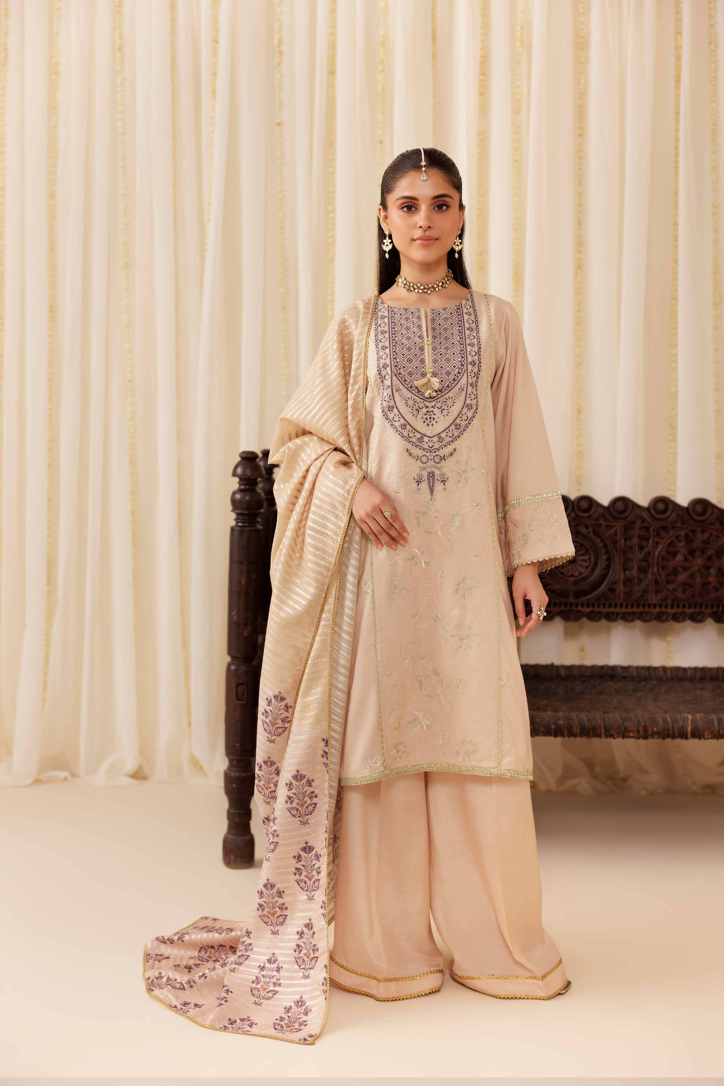 NishatUAE -  Pink Embroidered Silk Suit Ready to wear Suit
