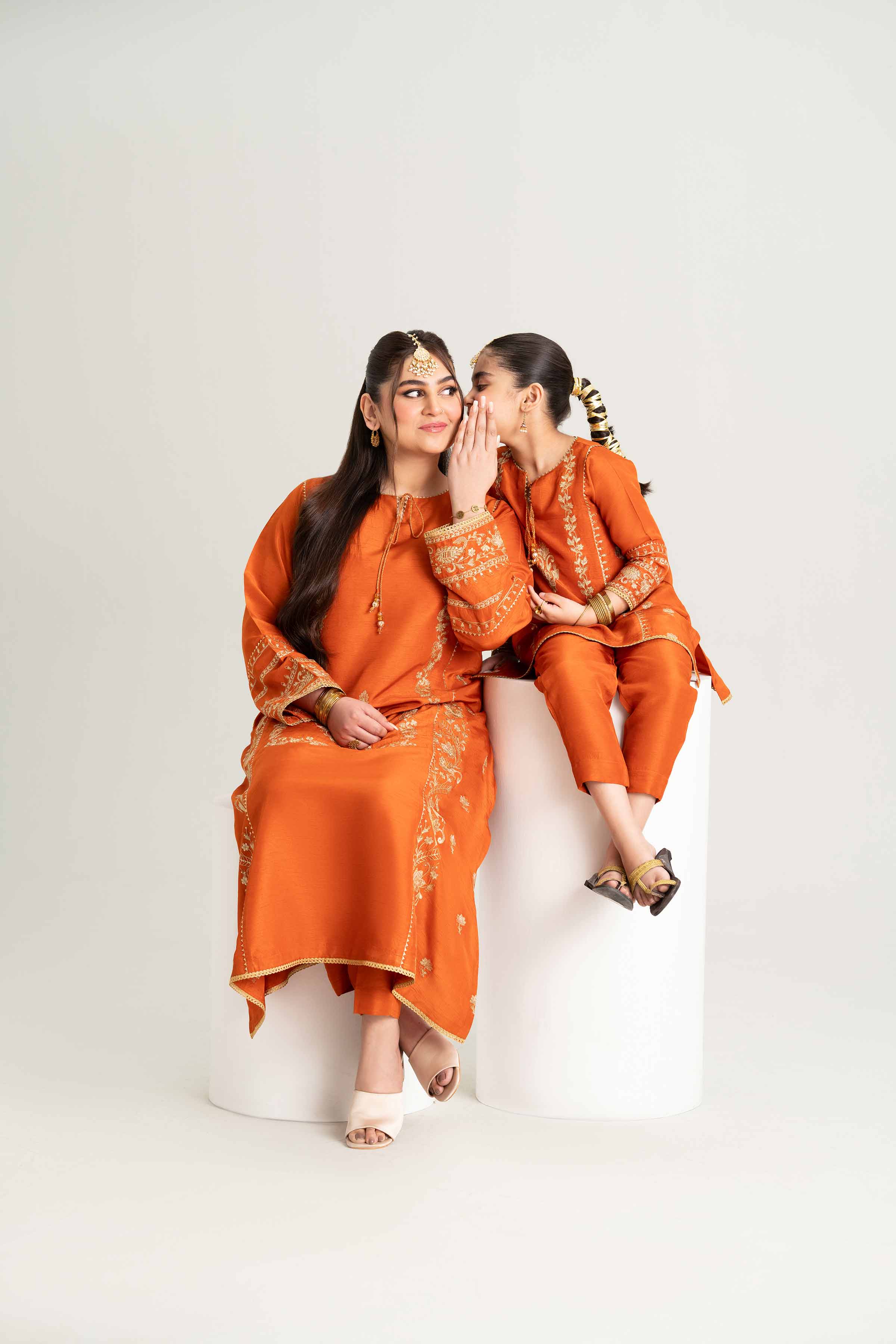 NISHATUAE - Orange Embroidered Raw Silk 2-piece Ready to wear Dress