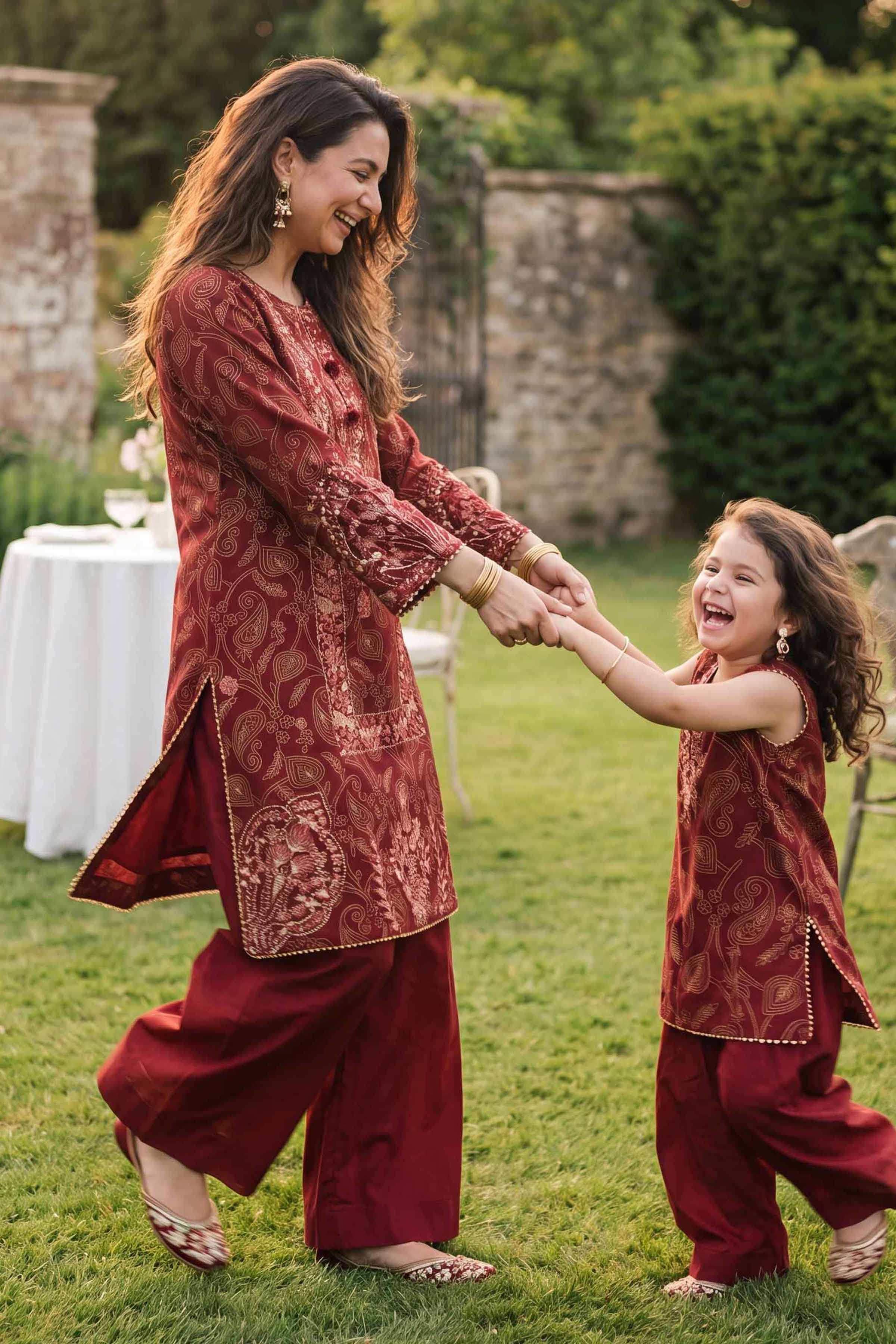 2 Piece - Printed Embroidered Suit - PMD26-01 M Red Lawn 2PC Embroidered READY TO WEAR