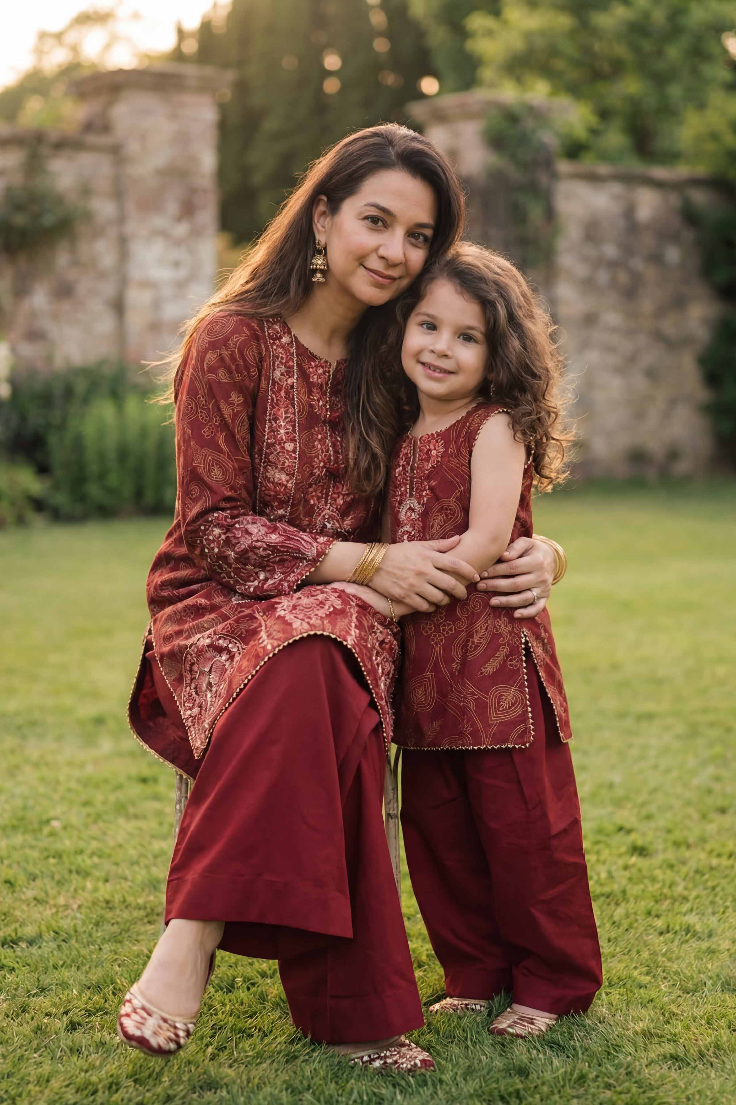 2 Piece - Printed Embroidered Suit - PMD26-01 M Red Lawn 2PC Embroidered READY TO WEAR