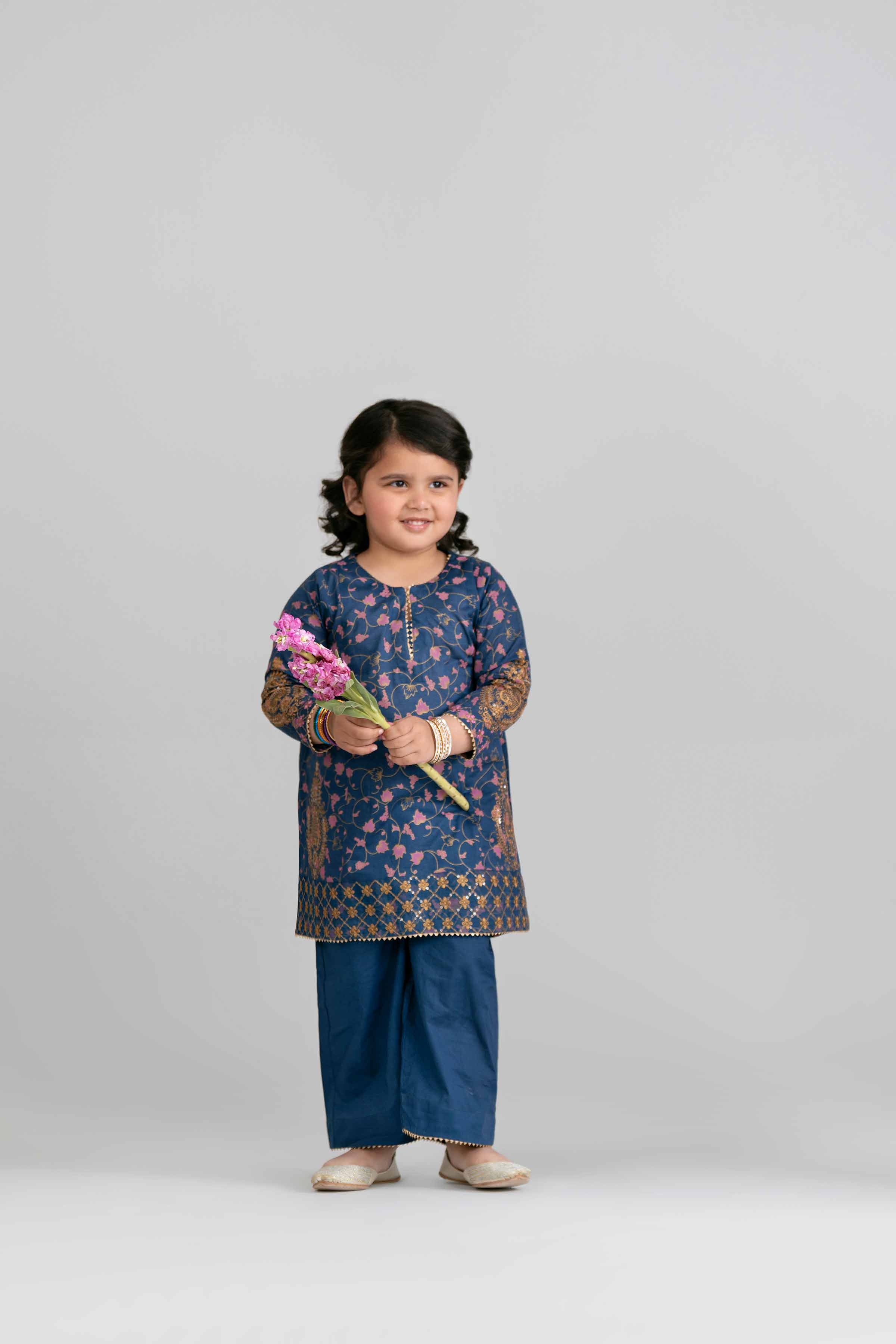 2 Piece - Printed Embroidered Suit - PMD26-04 D