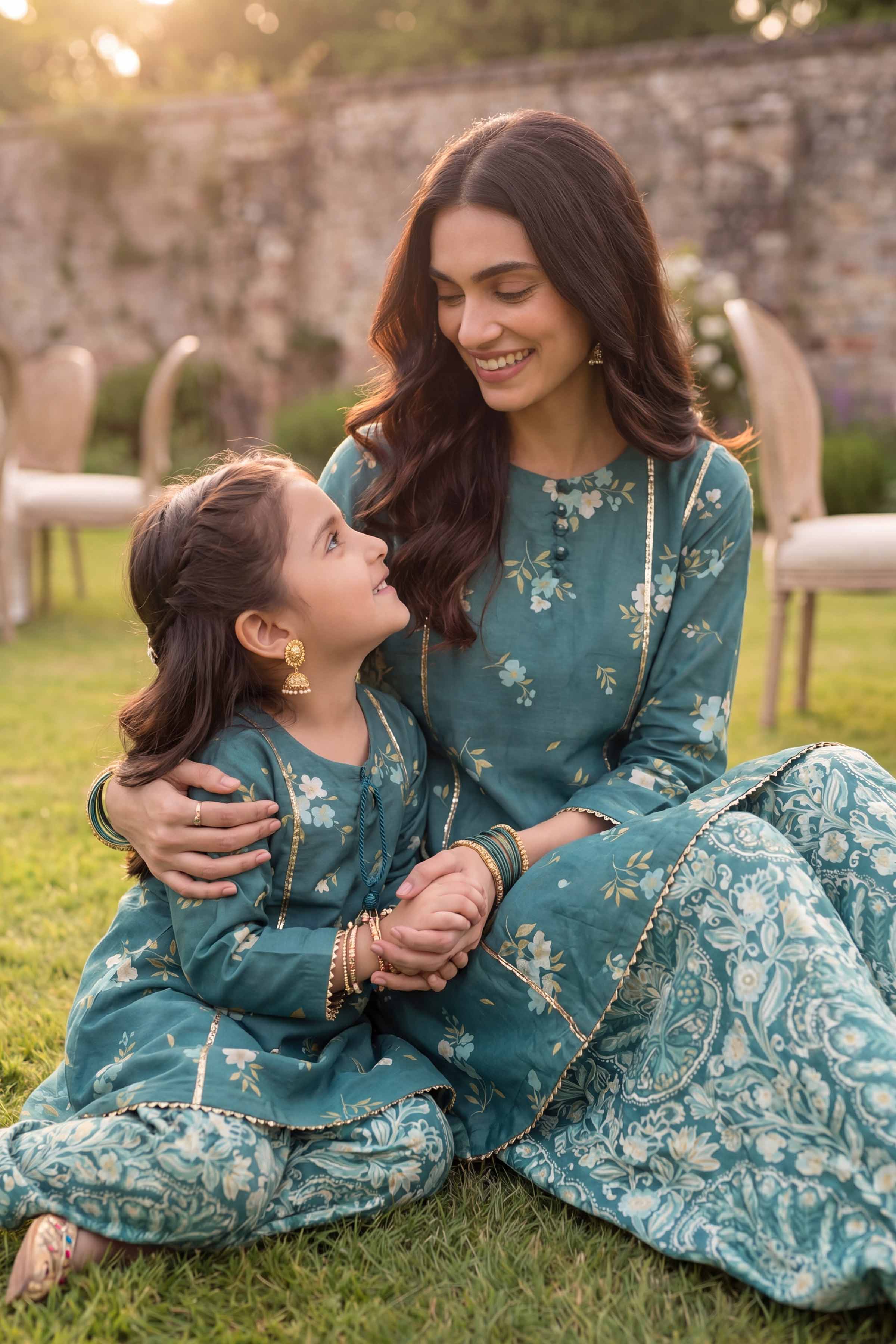 2 Piece - Printed Suit - PMD26-06 M Green Lawn 2PC Printed READY TO WEAR