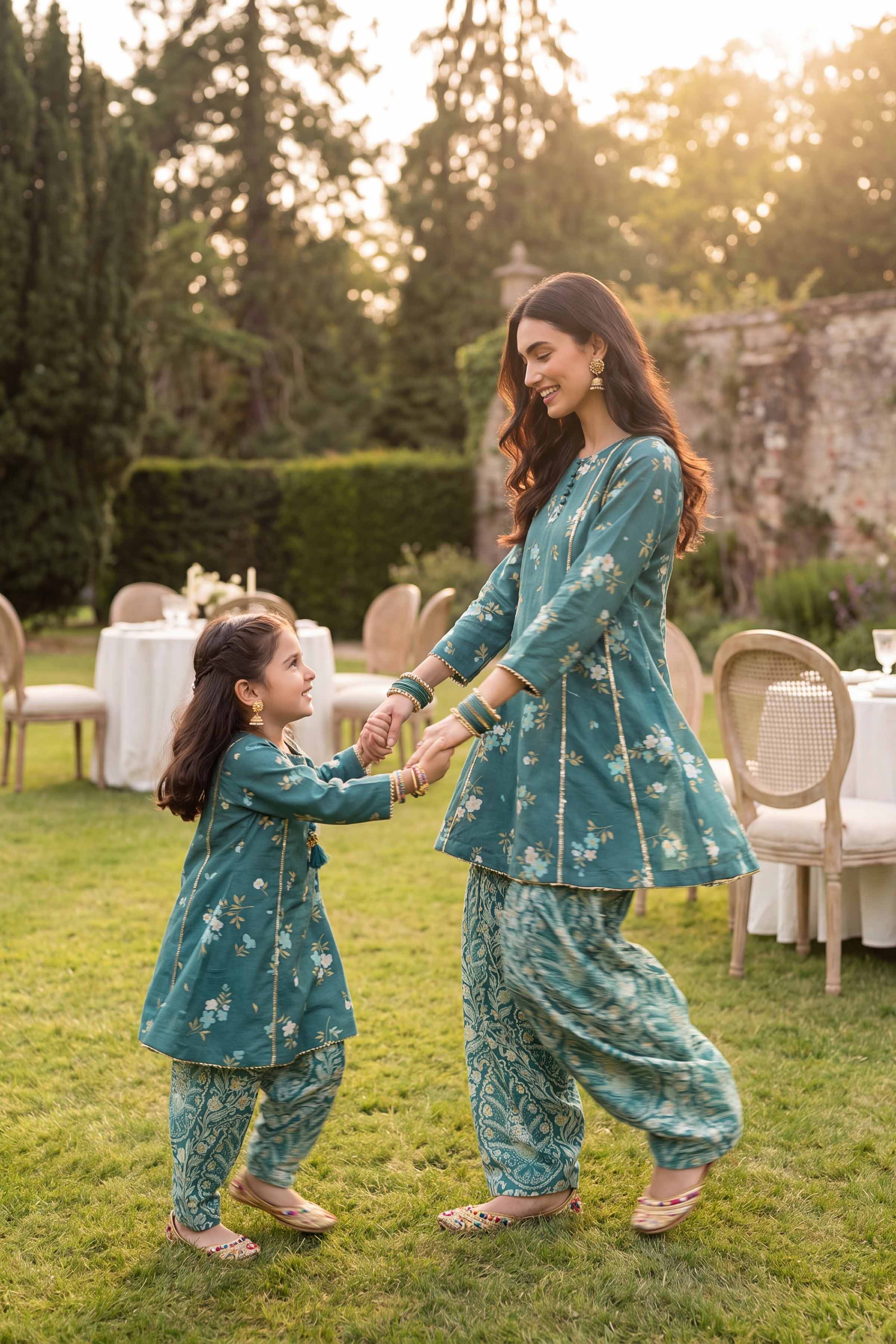 2 Piece - Printed Suit - PMD26-06 D Green Lawn 2PC Printed READY TO WEAR