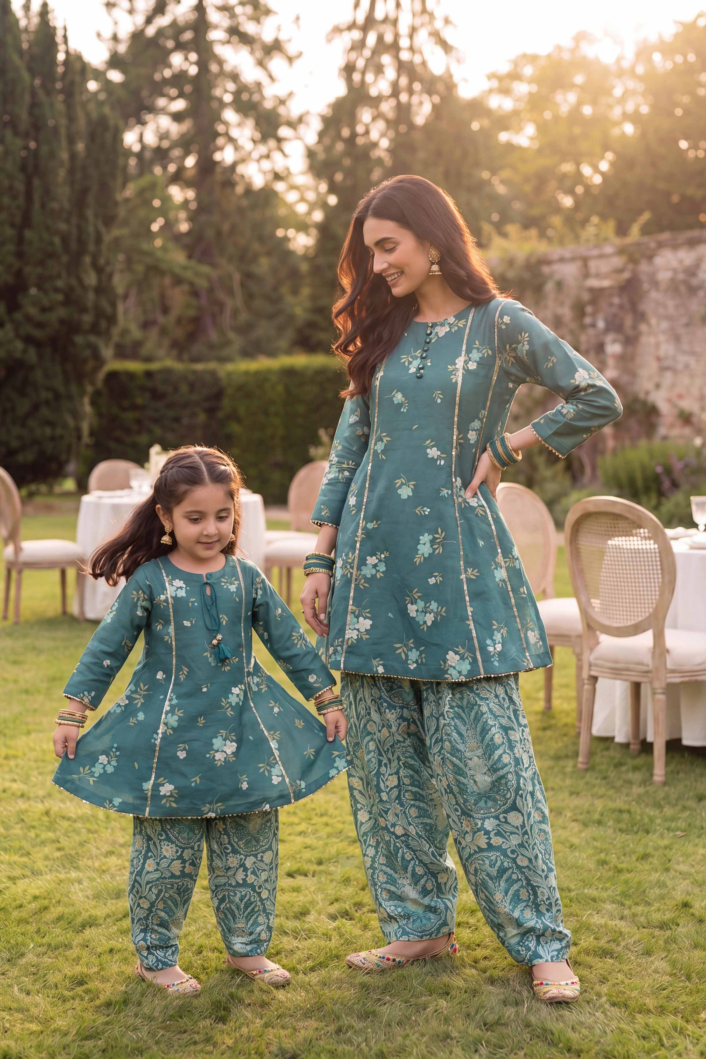 2 Piece - Printed Suit - PMD26-06 D Green Lawn 2PC Printed READY TO WEAR