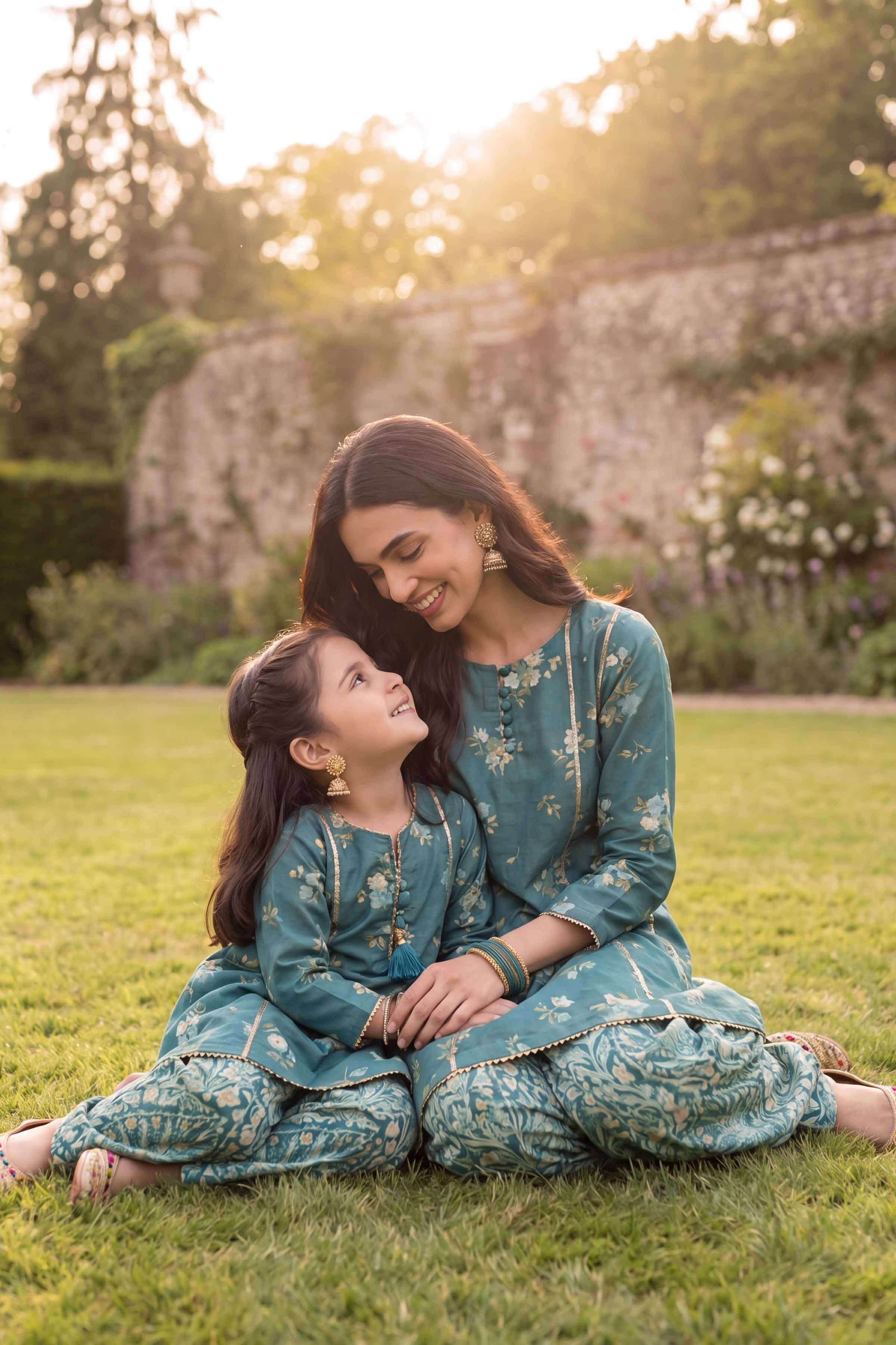 2 Piece - Printed Suit - PMD26-06 M Green Lawn 2PC Printed READY TO WEAR