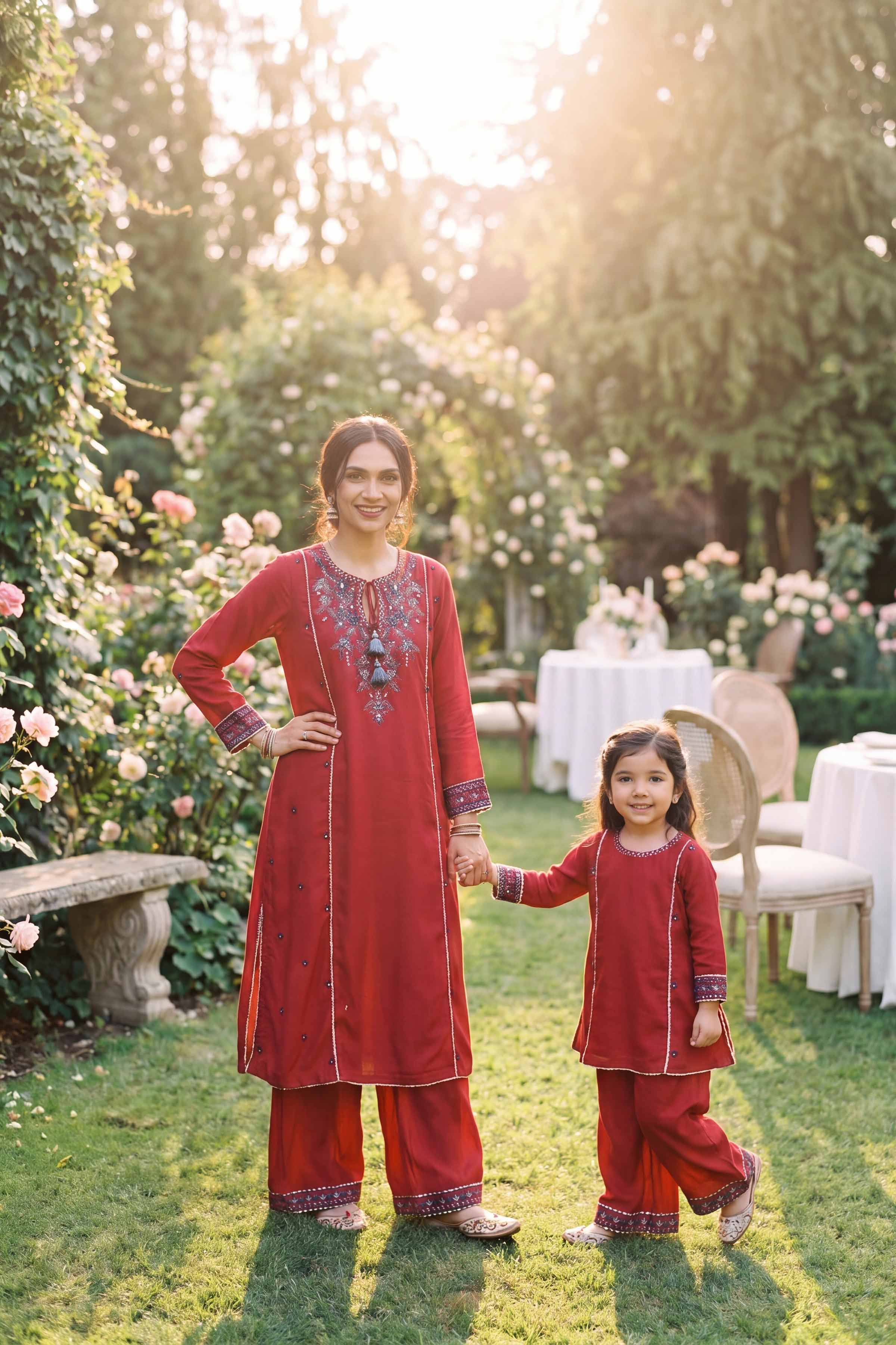 2 Piece - Embroidered Suit - PMD26-12 D