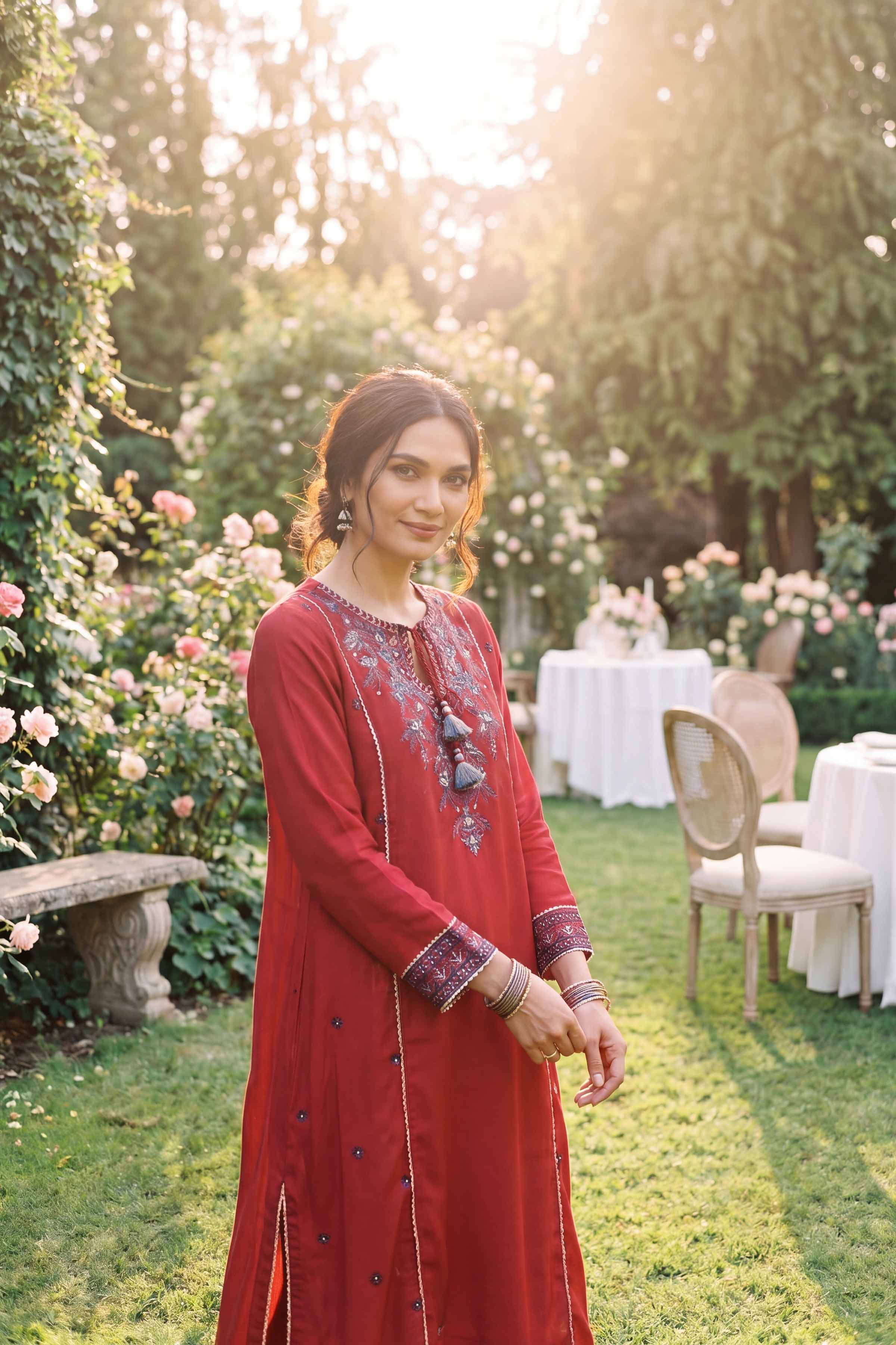 2 Piece - Embroidered Suit - PMD26-12 D