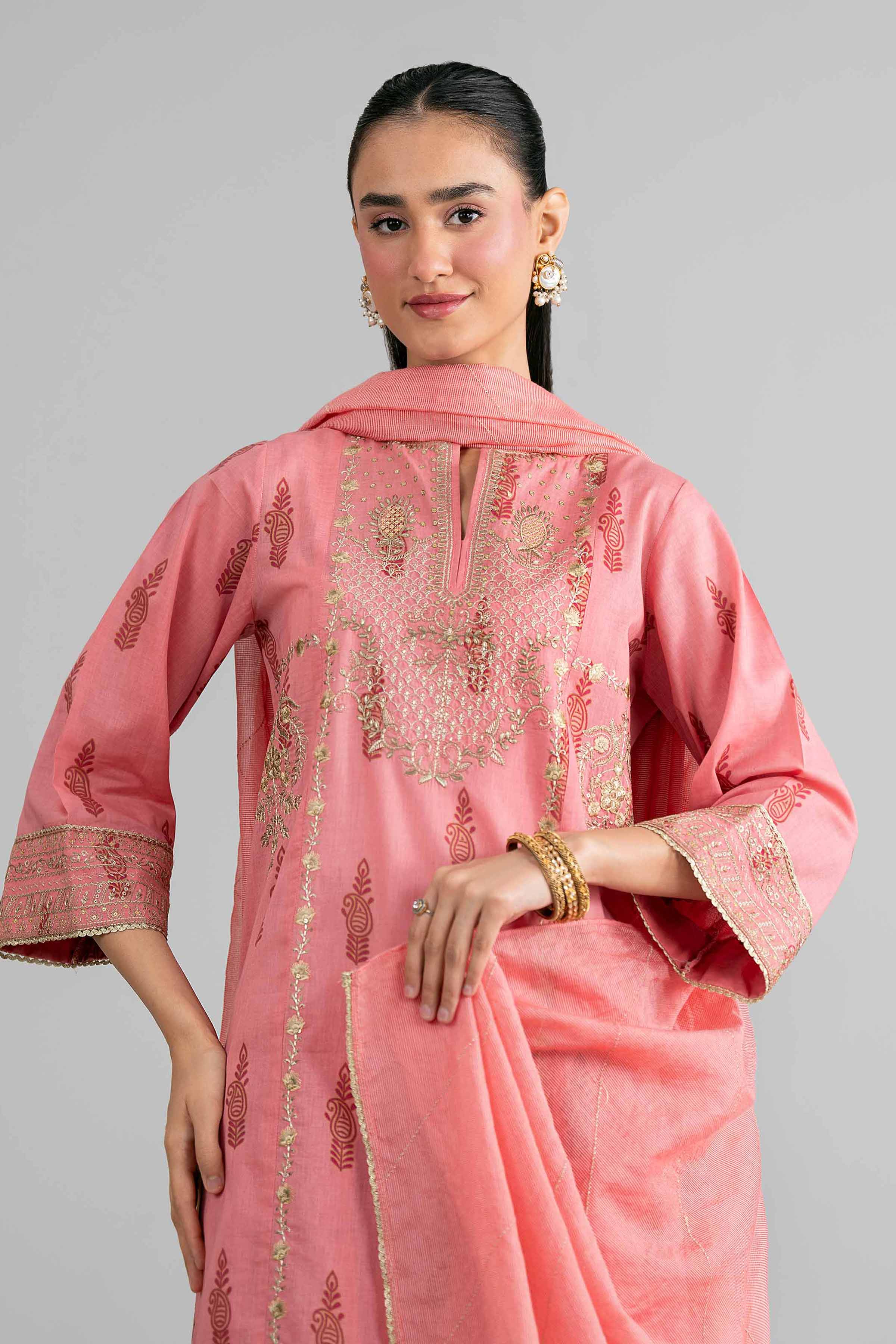 3 Piece - Printed Embroidered Suit - PMD26-42 M
