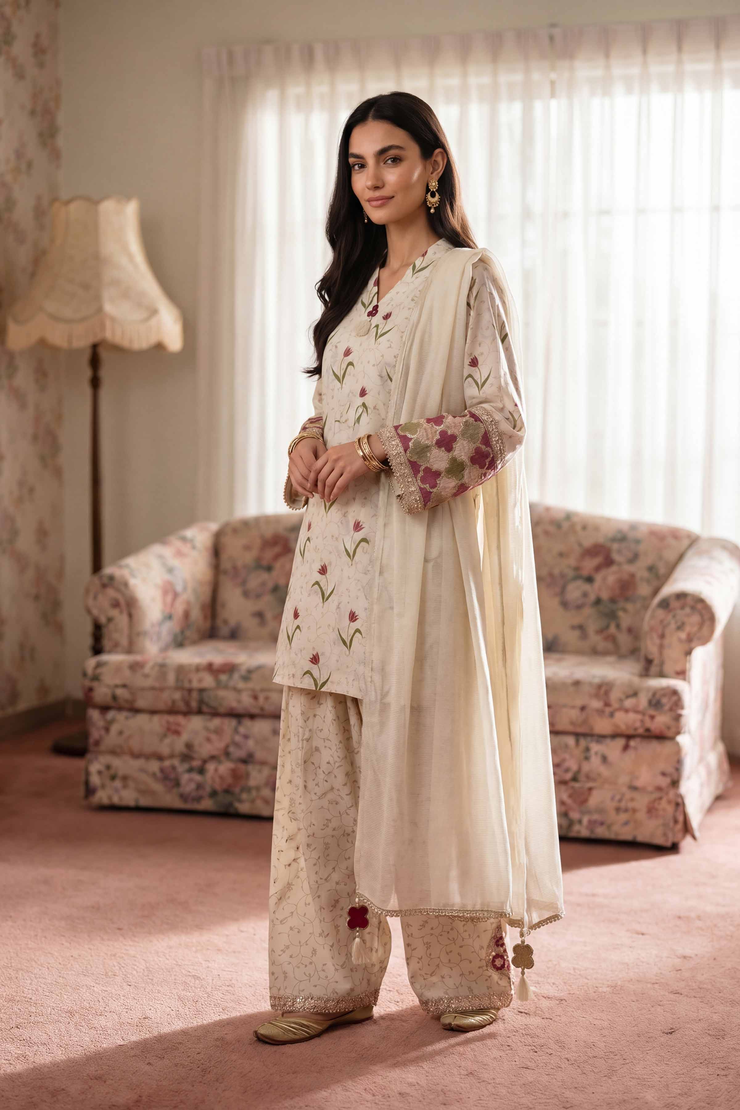 3 Piece - Printed Embroidered Suit - PMD26-45 M