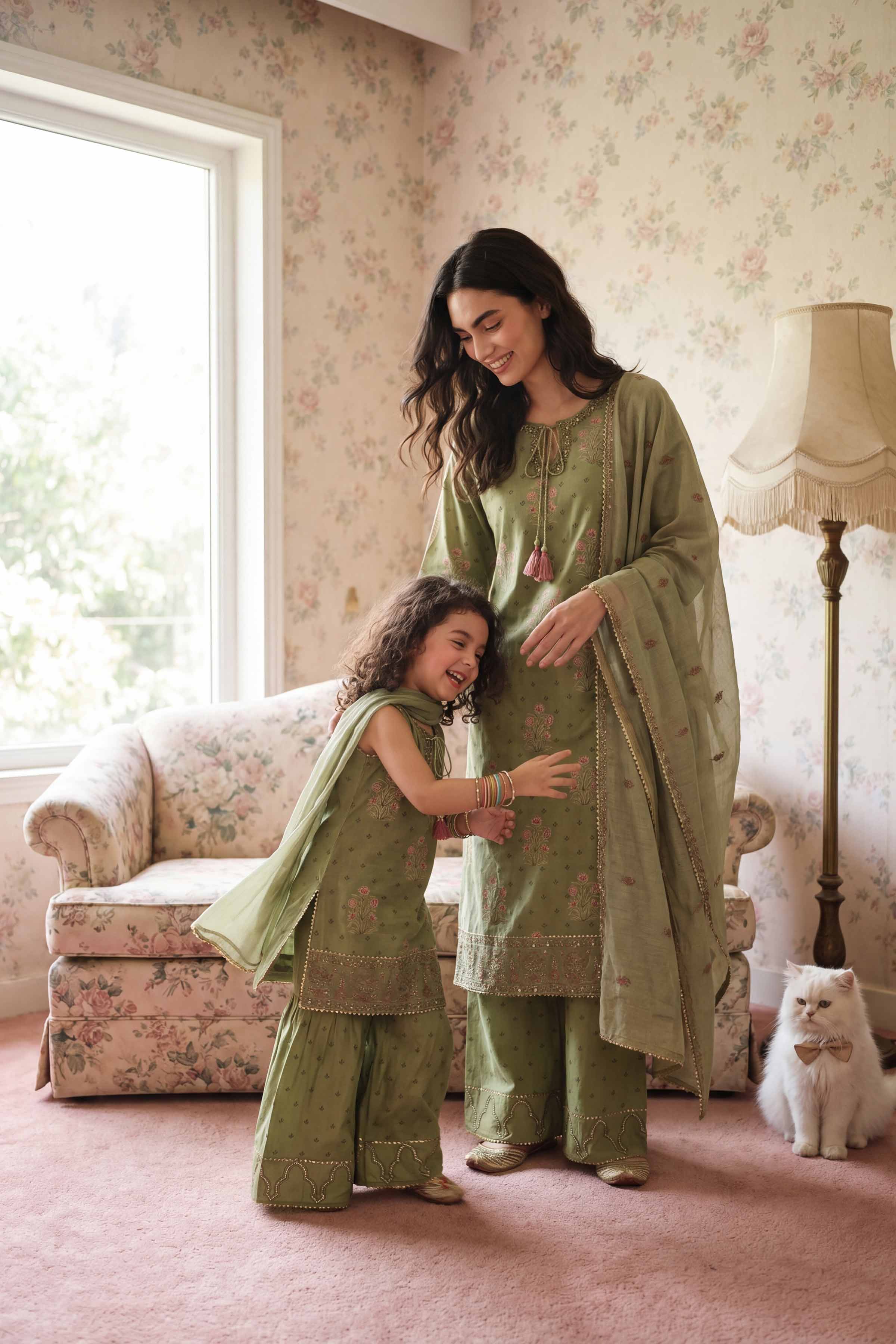 3 Piece - Printed Embroidered Suit - PMD26-46 M Green Lawn 3PC Embroidered READY TO WEAR