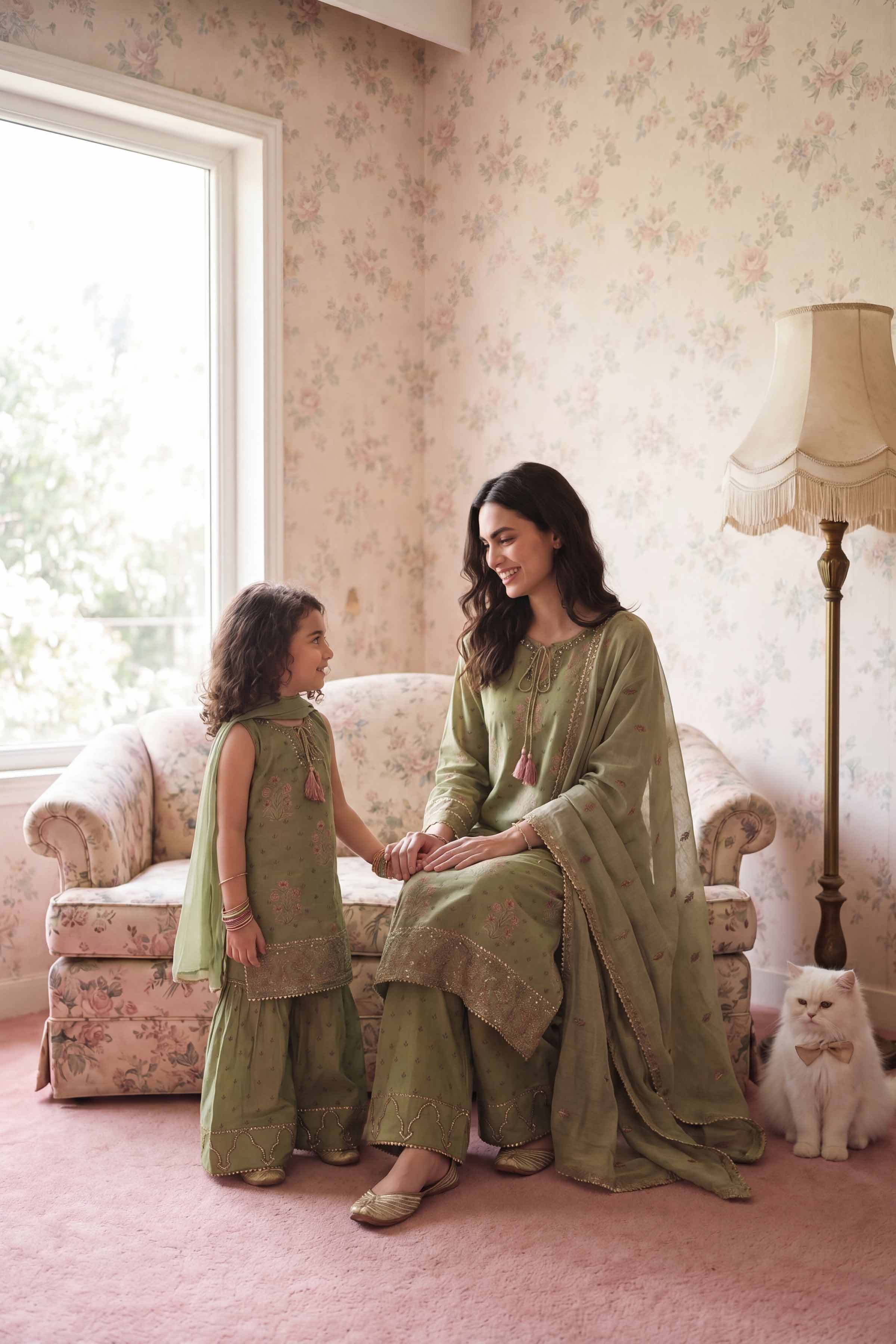 3 Piece - Printed Embroidered Suit - PMD26-46 M Green Lawn 3PC Embroidered READY TO WEAR