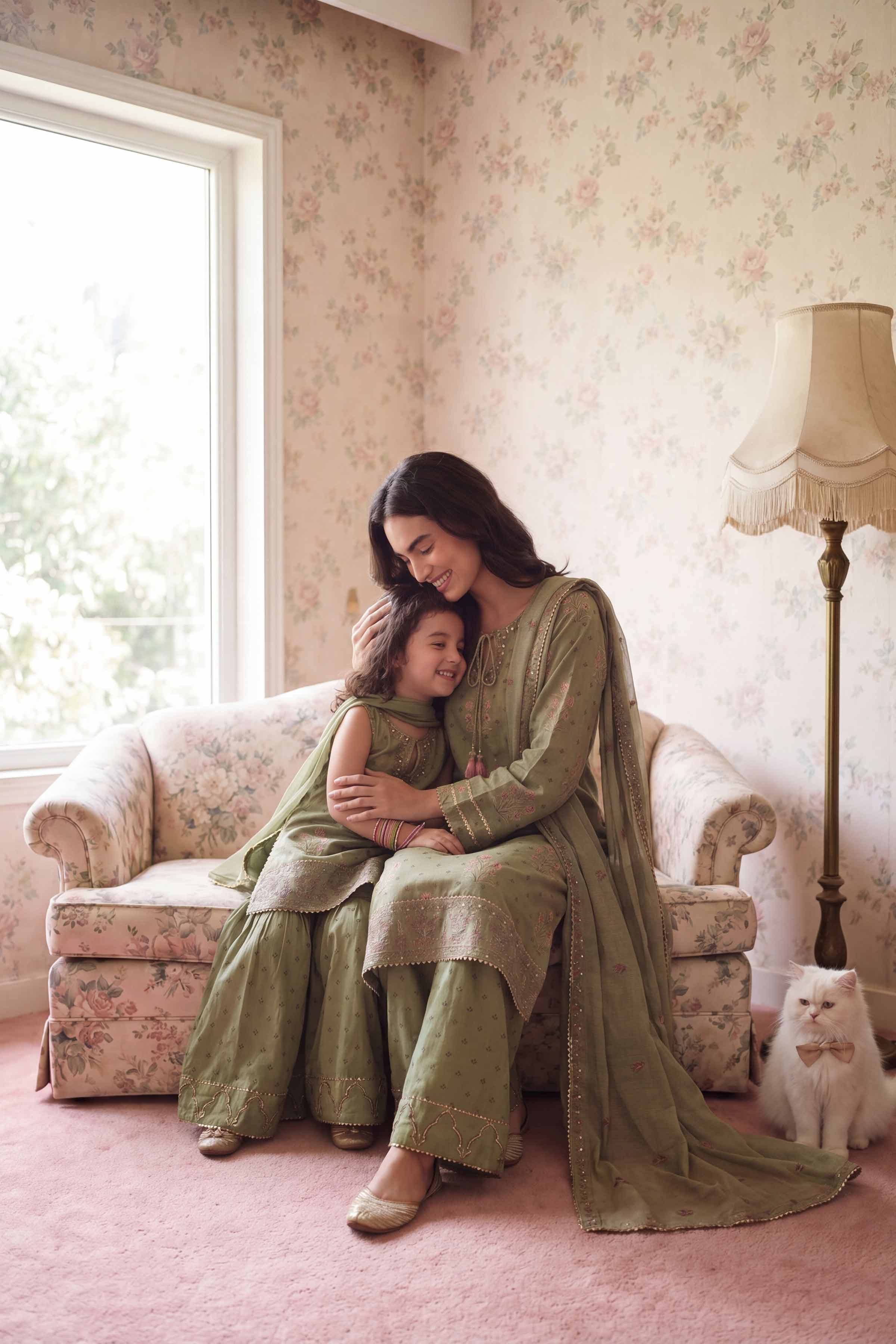 3 Piece - Printed Embroidered Suit - PMD26-46 M Green Lawn 3PC Embroidered READY TO WEAR