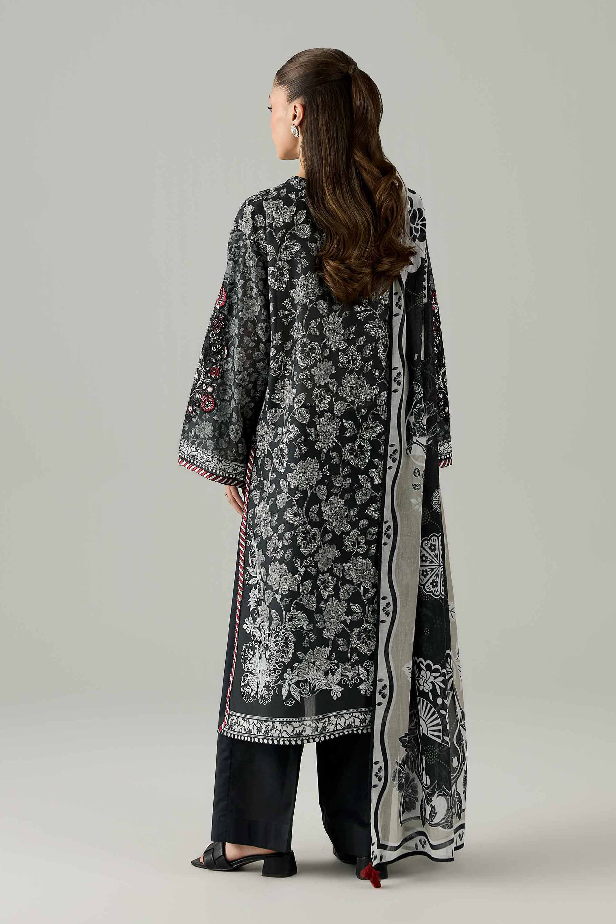 3 Piece - Printed Embroidered Suit - PMS26-04