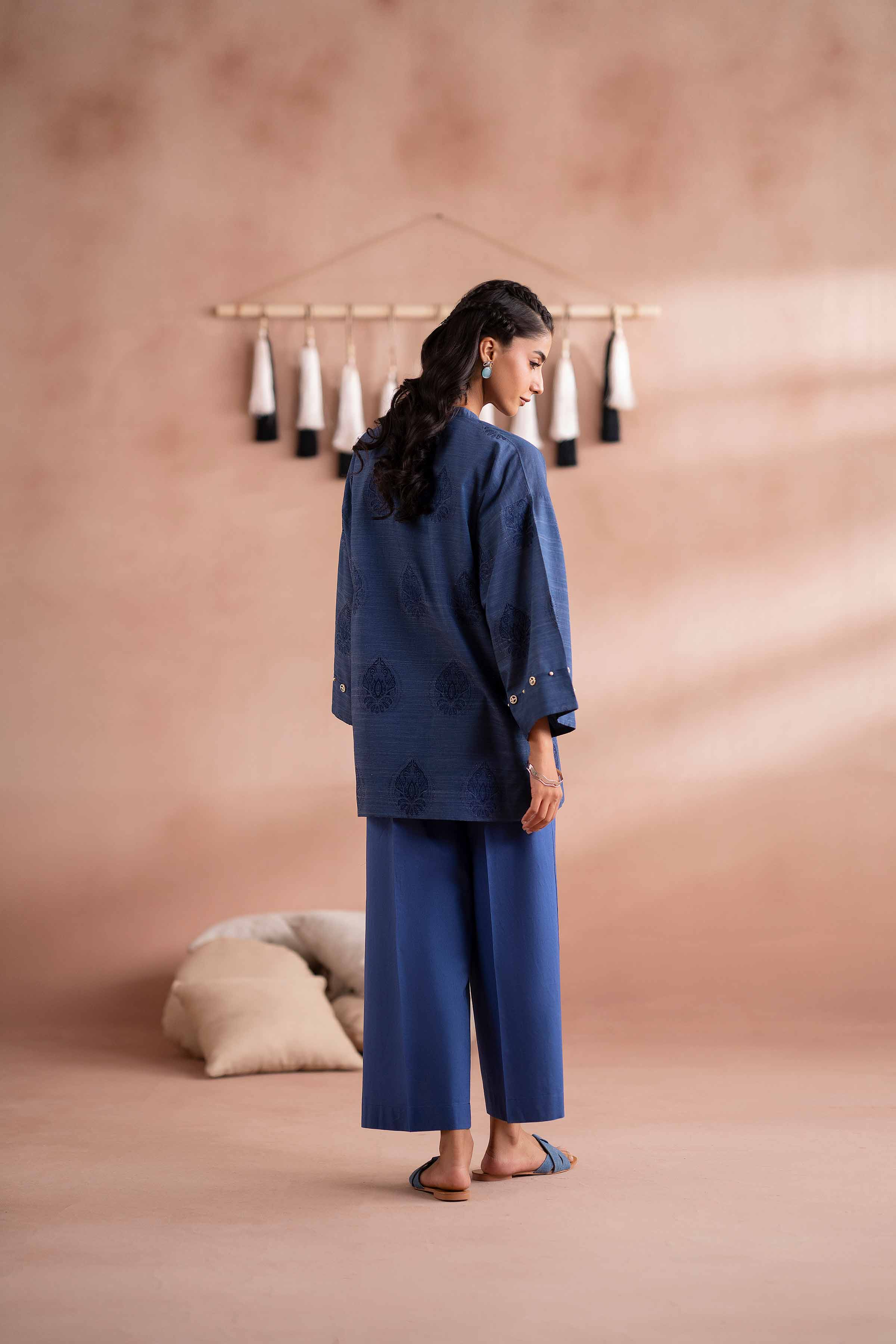 NISHATUAE - Blue Solids Jacquard 2-piece Ready to wear Dress