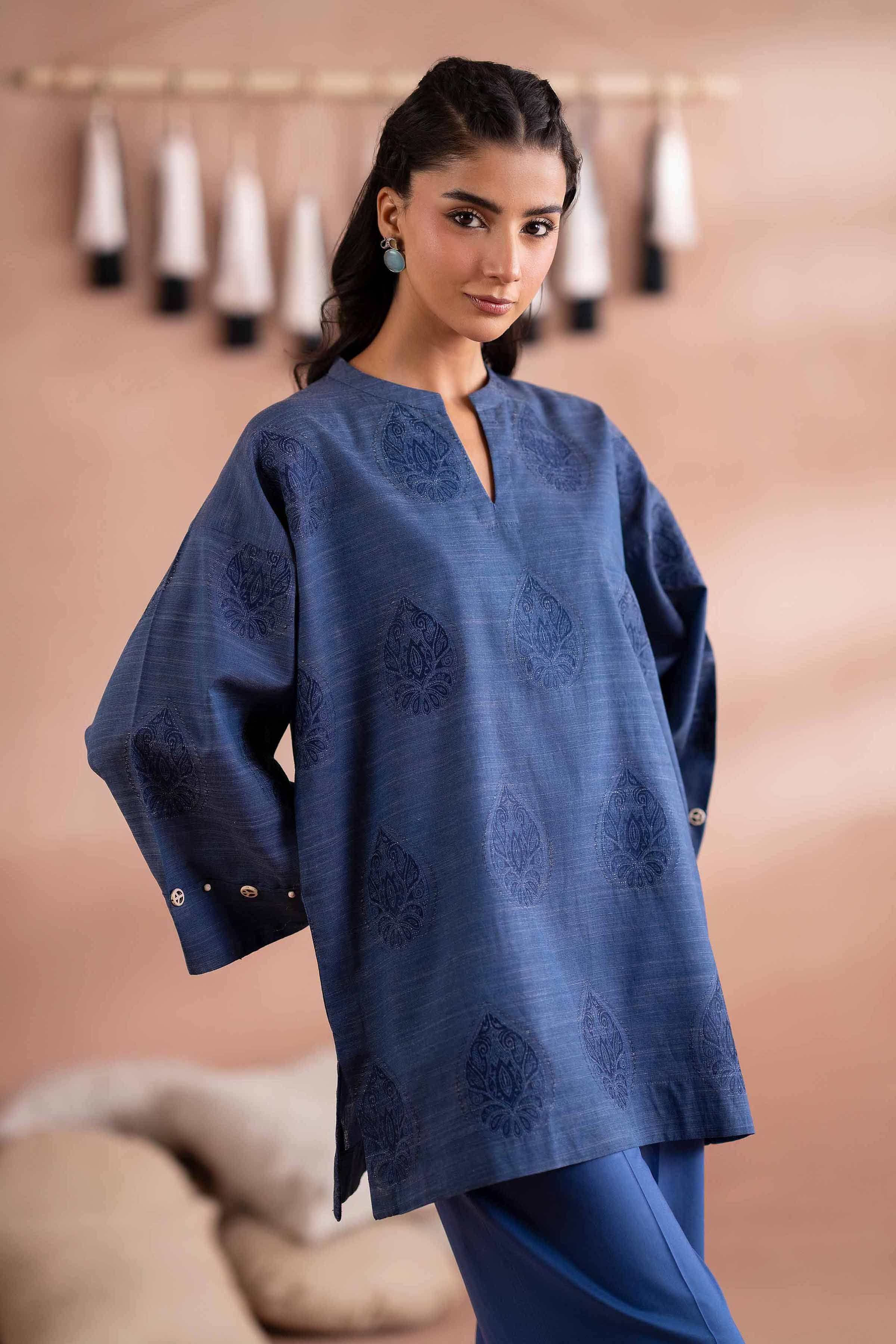 NISHATUAE - Blue Solids Jacquard 2-piece Ready to wear Dress