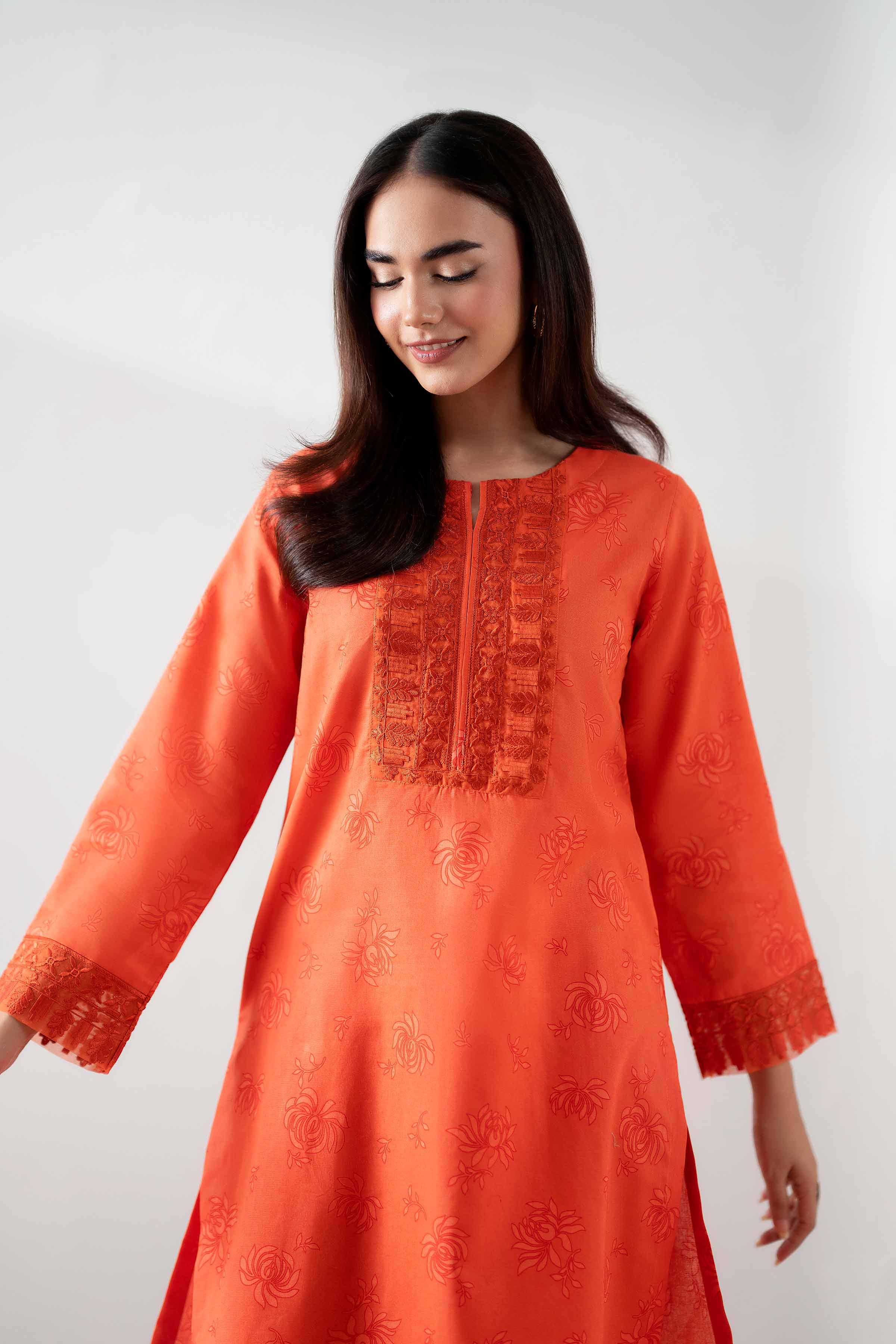 2 Piece - Printed Embroidered Suit - PS25-170