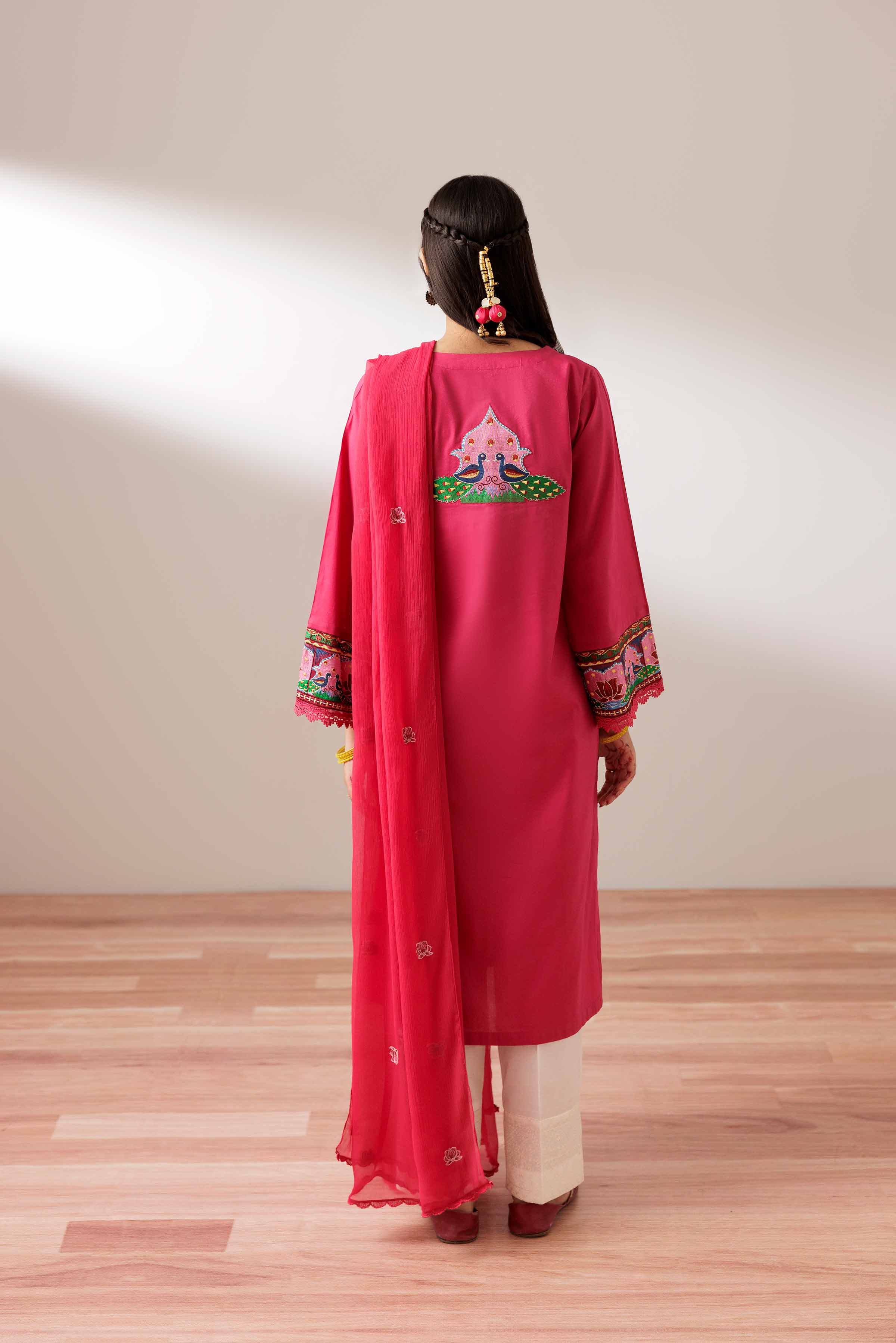 NISHATUAE - Pink Embroidered Cambric 2-piece Ready to wear Dress