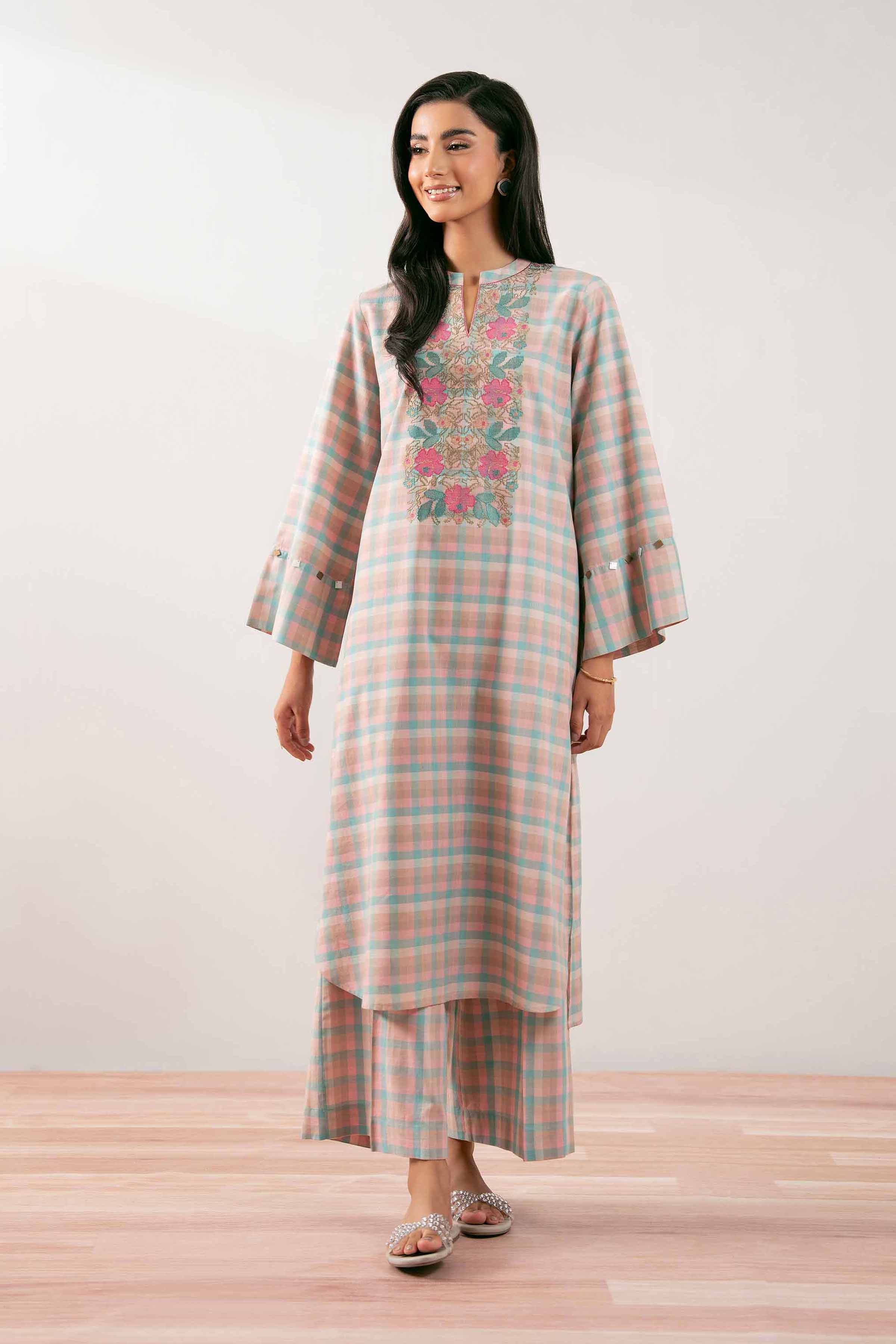 NISHATUAE - Multi Embroidered Yarn Dyed 2-piece Ready to wear Dress