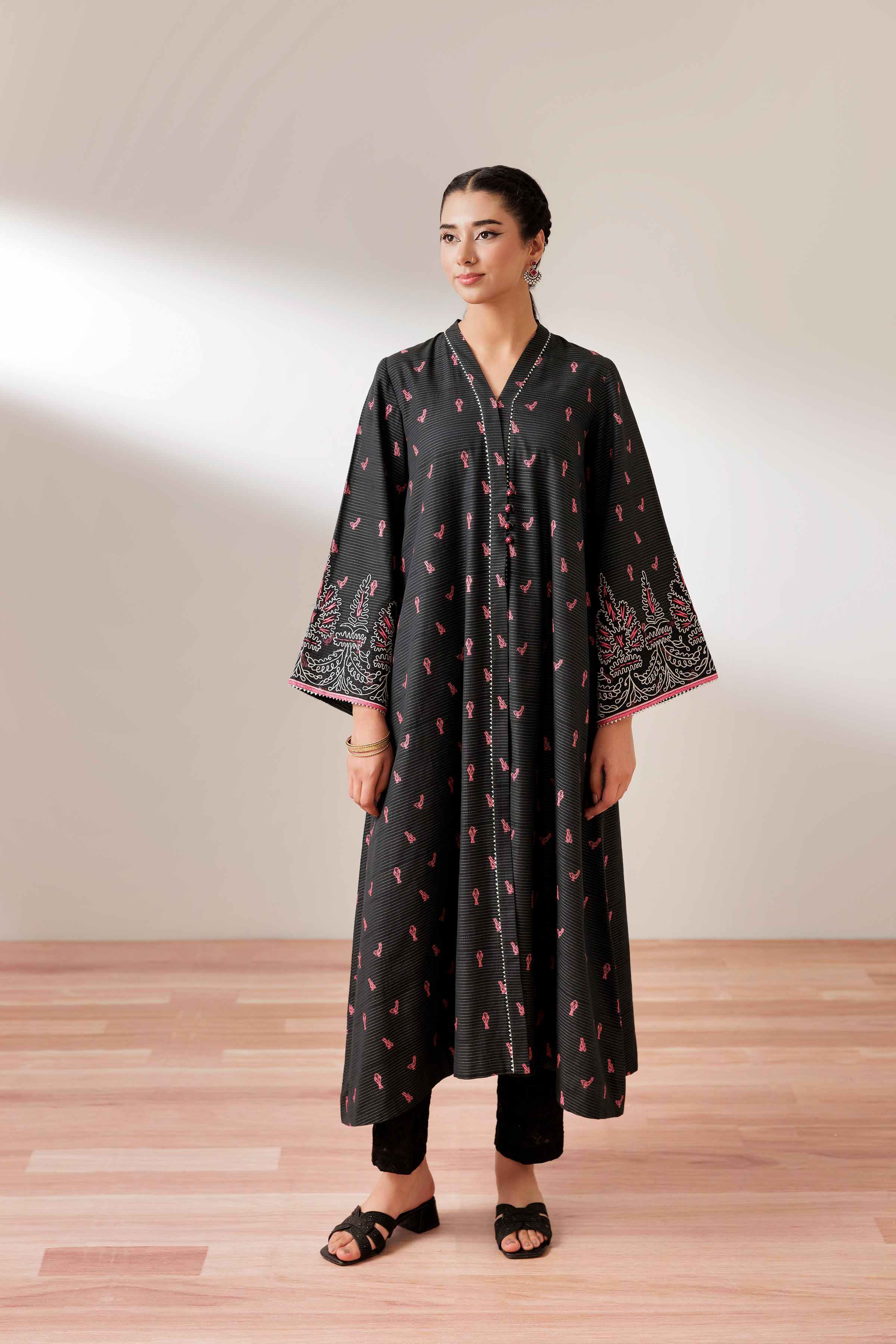 NISHATUAE - Black Embroidered Jacquard Ready to wear Jacket