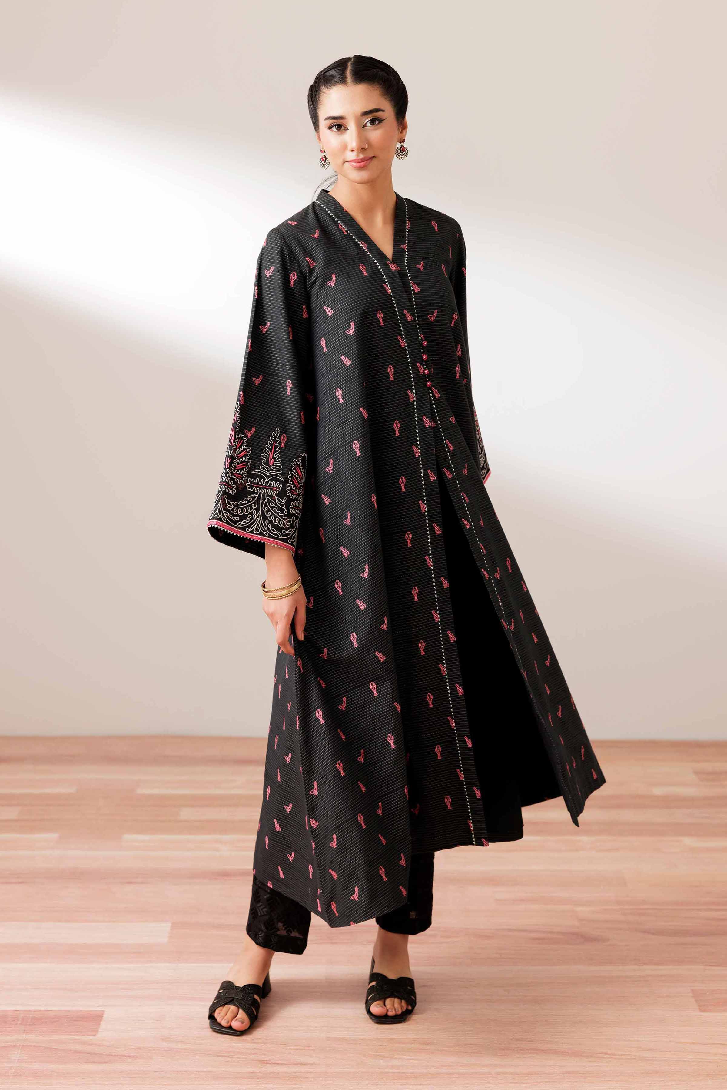 NISHATUAE - Black Embroidered Jacquard Ready to wear Jacket